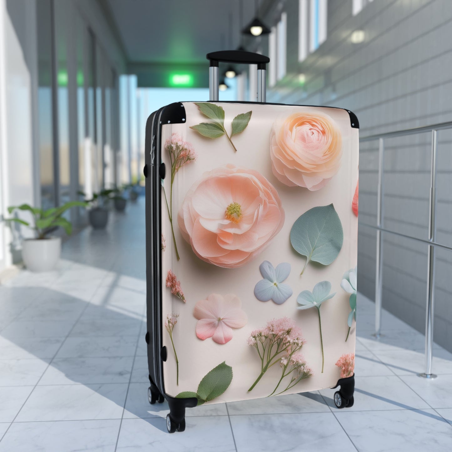 Nature Flowers Floral Pink On White Art Carry-On Suitcase - Stylish Luggage for Travelers
