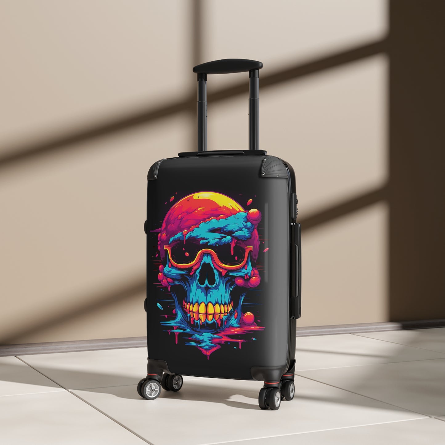 Abstract Skull Colorful Carry-On Suitcase - Stylish Luggage for Travelers