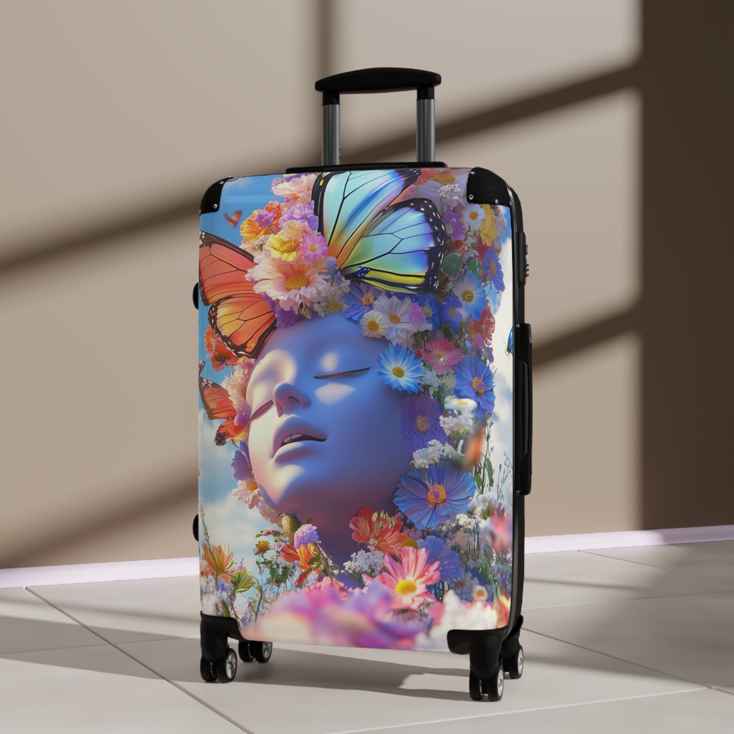 Nature Flowers Floral Sky Butterflies Art Carry-On Suitcase - Stylish Luggage for Travelers