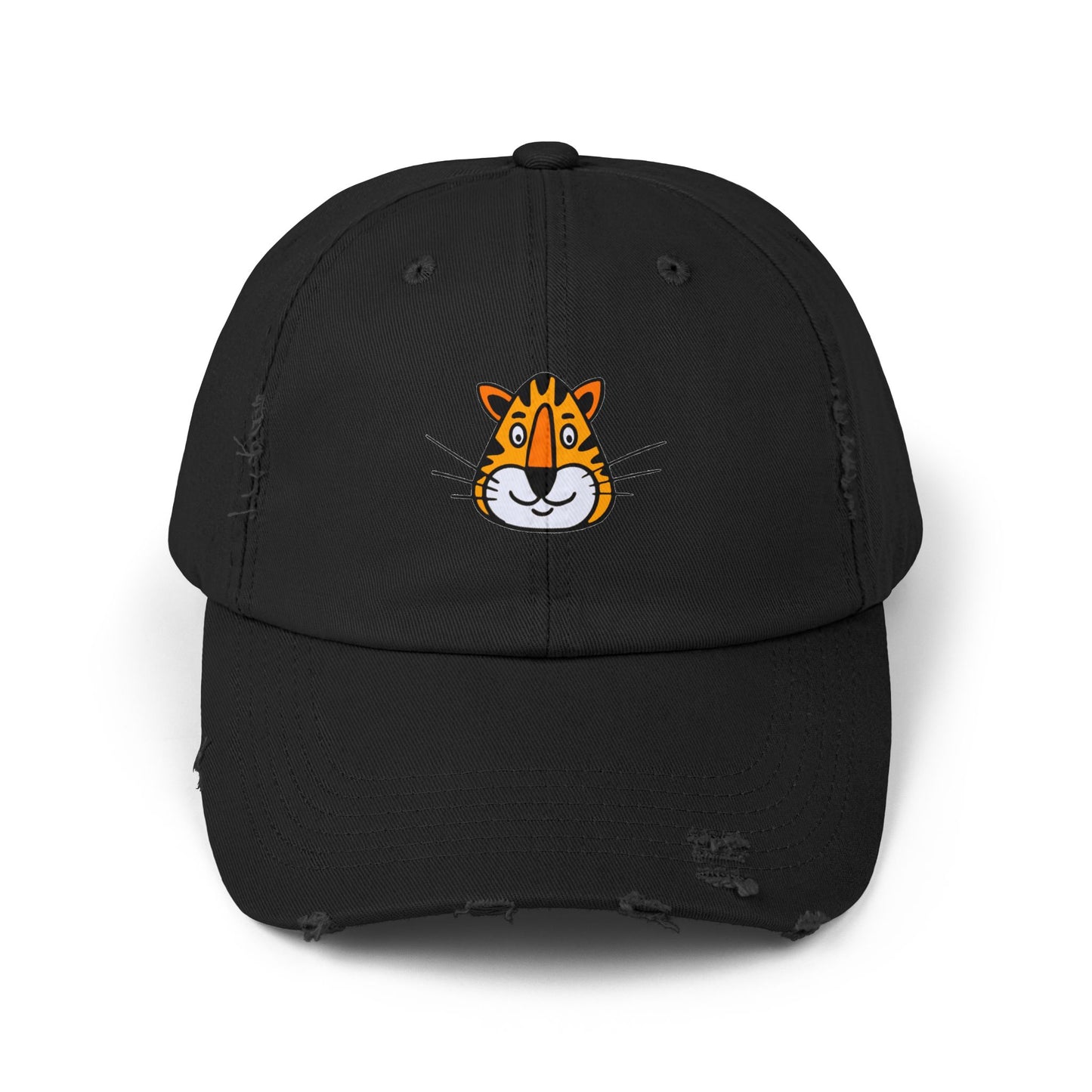 Tiger Face Vintage Distressed Dad Hat Unisex Adjustable Cotton Twill Baseball Cap for Casual Everyday Wear