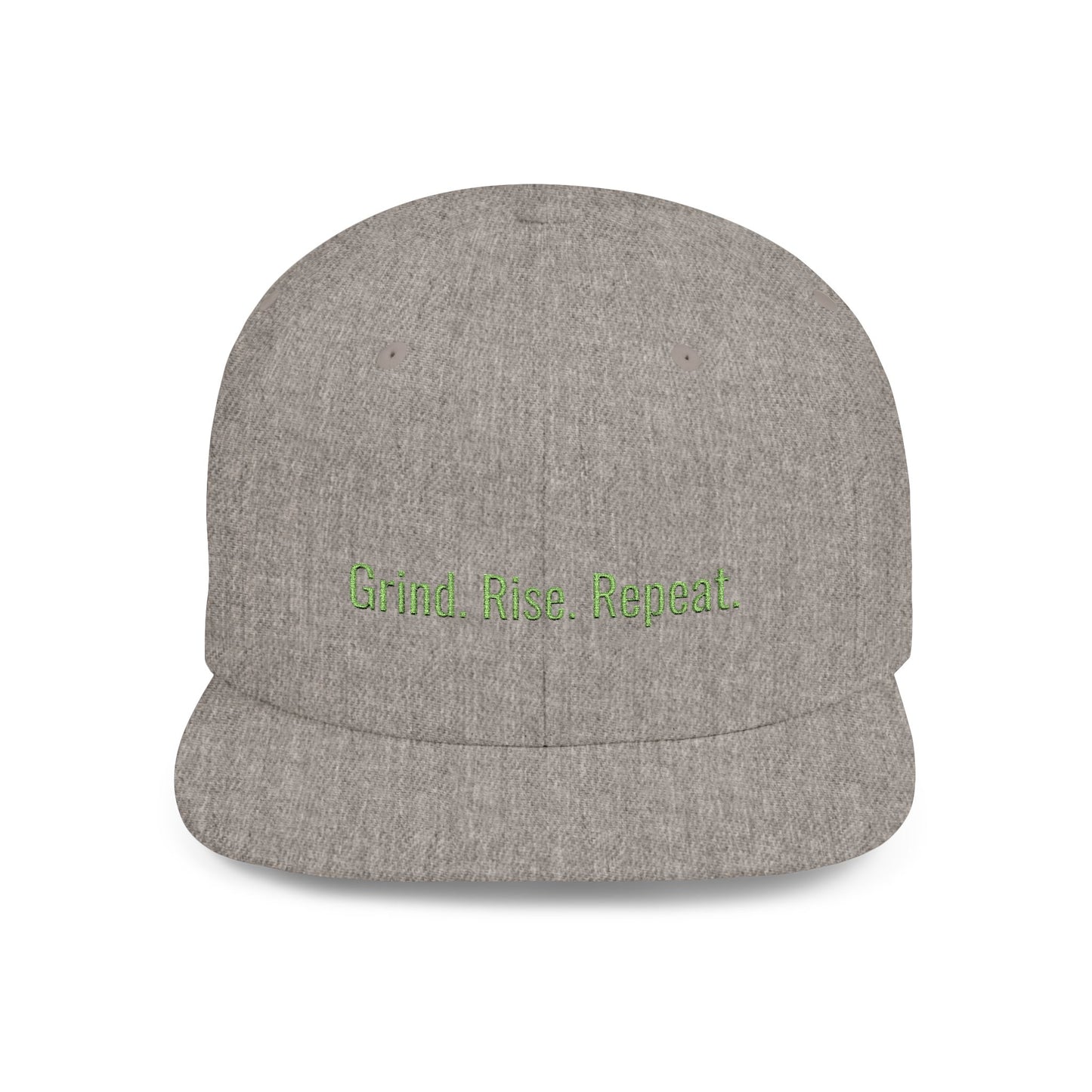 Text Grind Rise Repeat Flat Bill Snapback – Lightweight, Custom Fit, Premium Quality