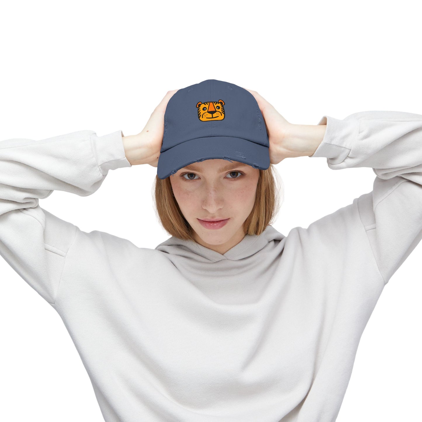 Tiger Vintage Distressed Dad Hat Unisex Adjustable Cotton Twill Baseball Cap for Casual Everyday Wear