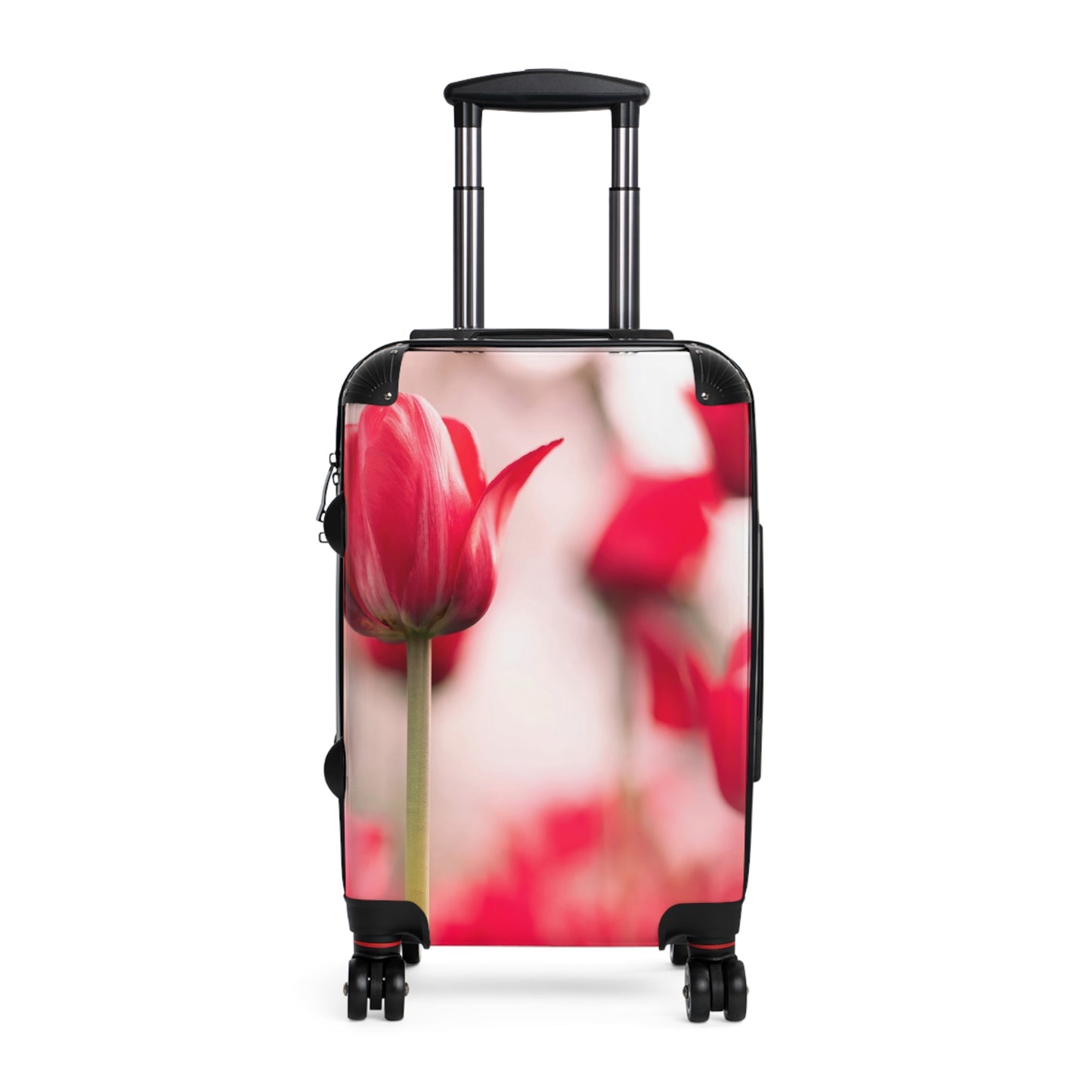 Nature Flowers Floral Field of Red Tulips Art Carry-On Suitcase - Stylish Luggage for Travelers