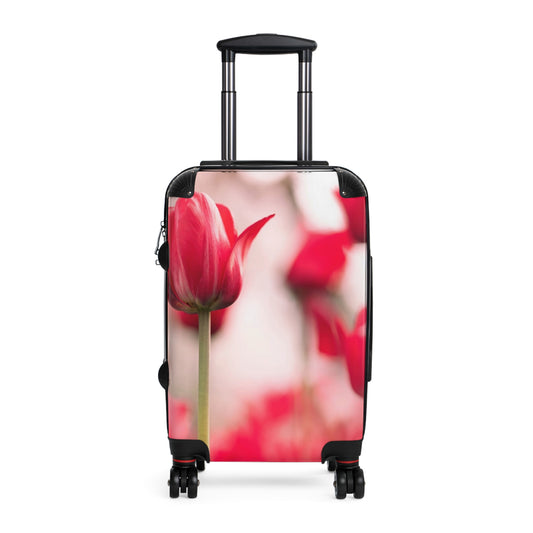 Nature Flowers Floral Field of Red Tulips Art Carry-On Suitcase - Stylish Luggage for Travelers