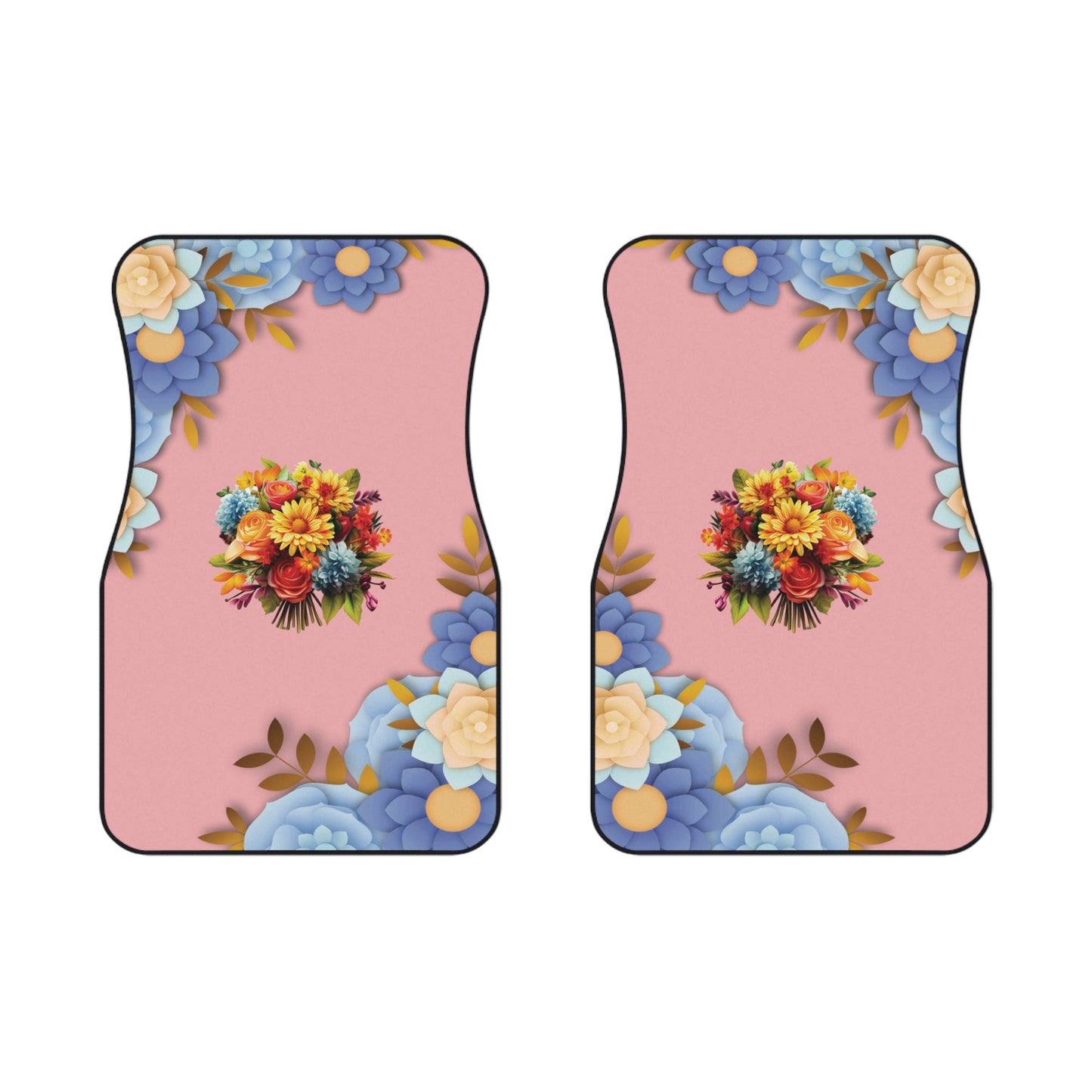 Flowers Beautiful Car Floor Mats – 2-Piece Front Set, Durable & Stylish, Universal Fit