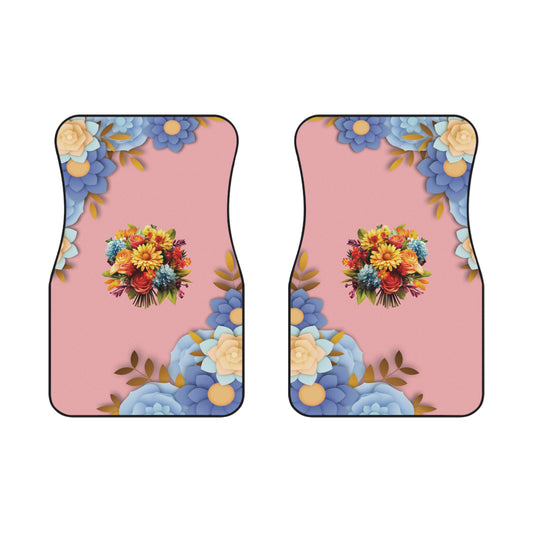 Flowers Beautiful Car Floor Mats – 2-Piece Front Set, Durable & Stylish, Universal Fit