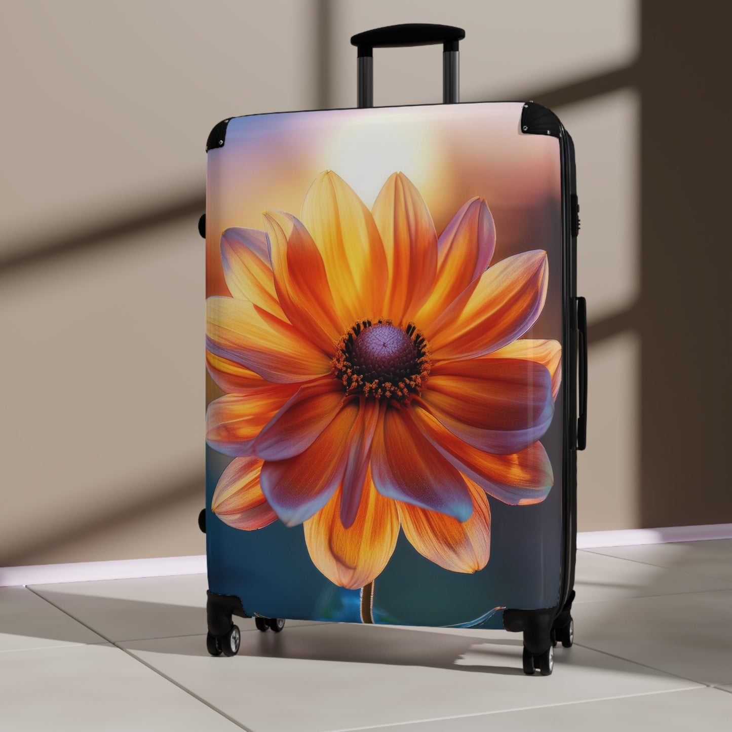 Nature Flowers Floral Orange Glow Art Carry-On Suitcase - Stylish Luggage for Travelers