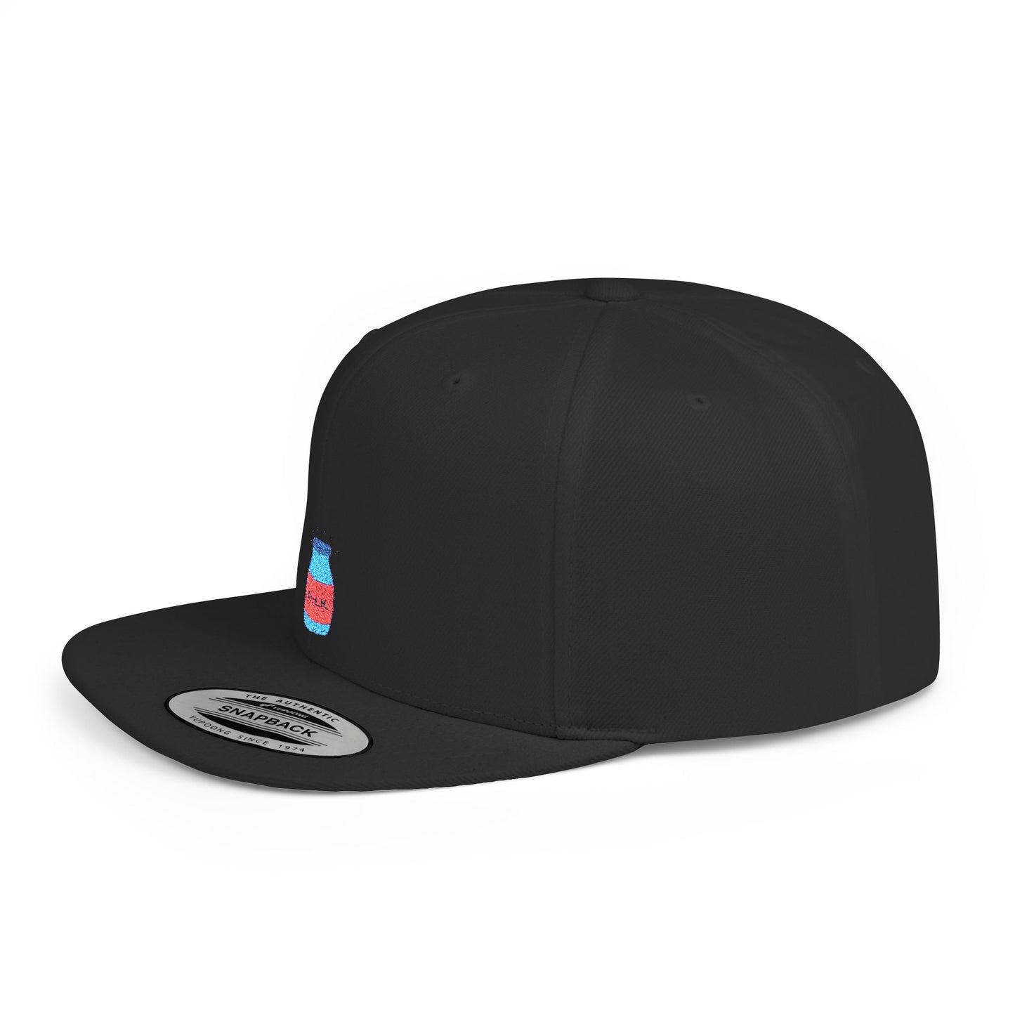 Icons Embroidered Milk Bottle Flat Bill Snapback – Lightweight, Custom Fit, Premium Quality