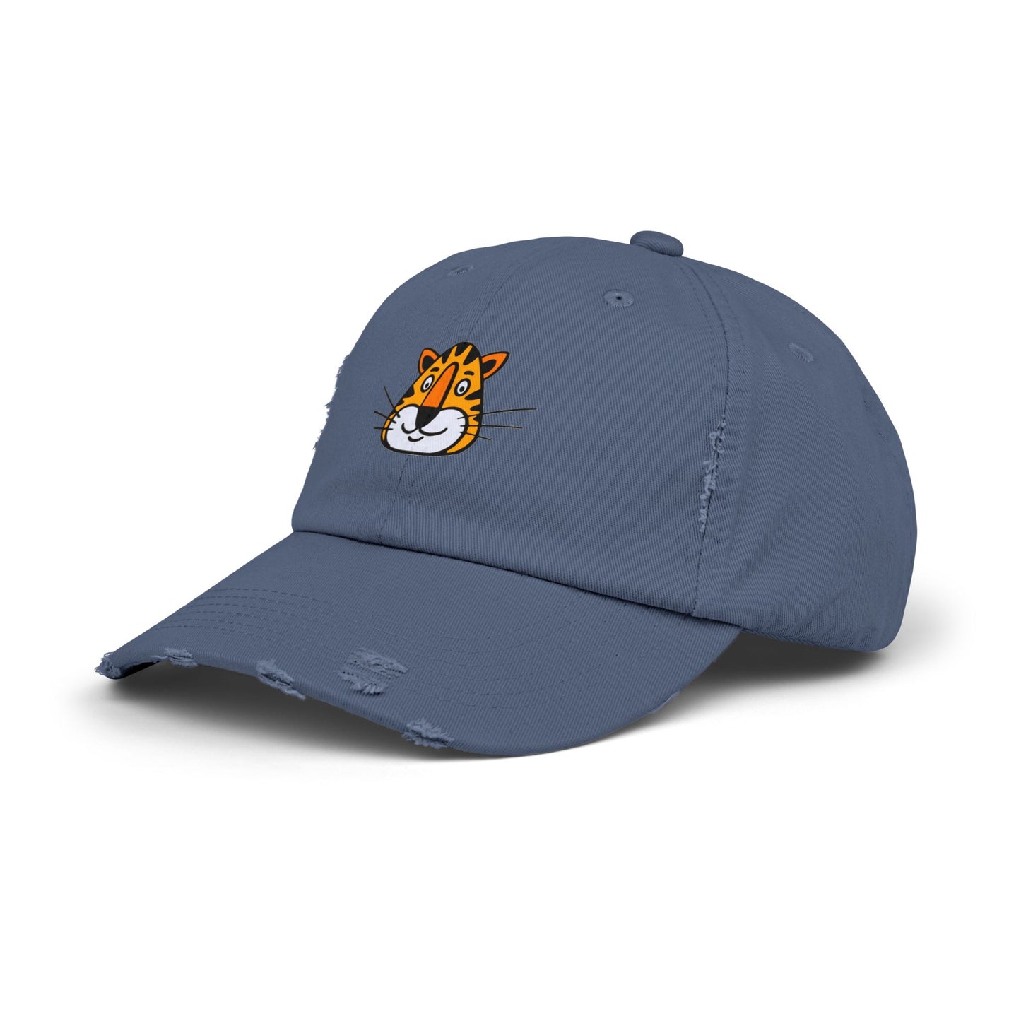Tiger Face Vintage Distressed Dad Hat Unisex Adjustable Cotton Twill Baseball Cap for Casual Everyday Wear