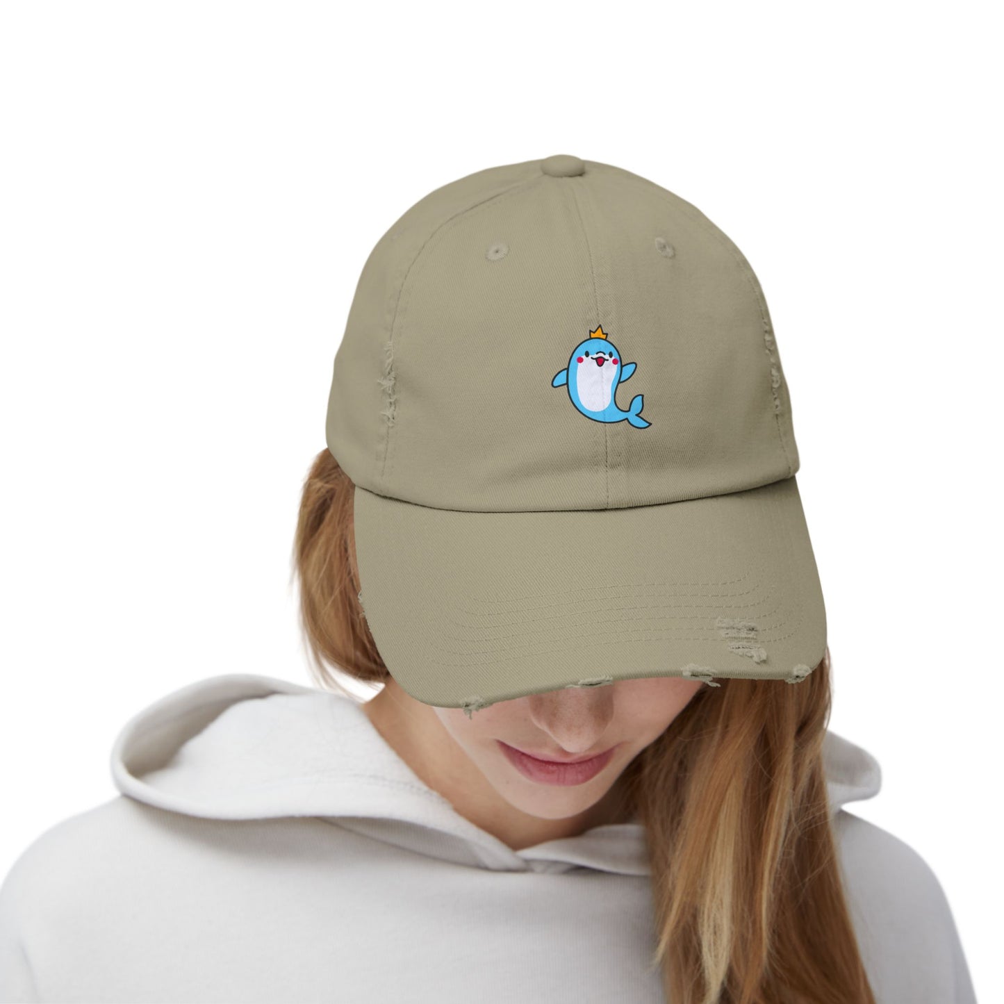 Dolphin Crown Vintage Distressed Dad Hat Unisex Adjustable Cotton Twill Baseball Cap for Casual Everyday Wear