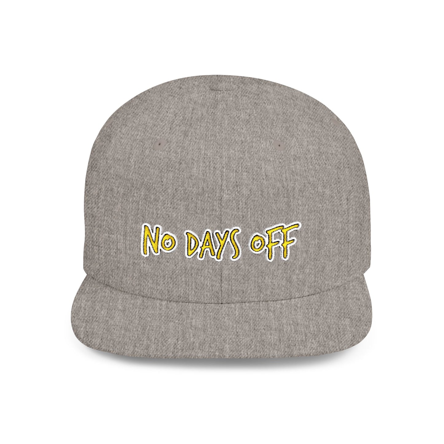 Text No Days Off Flat Bill Snapback – Lightweight, Custom Fit, Premium Quality