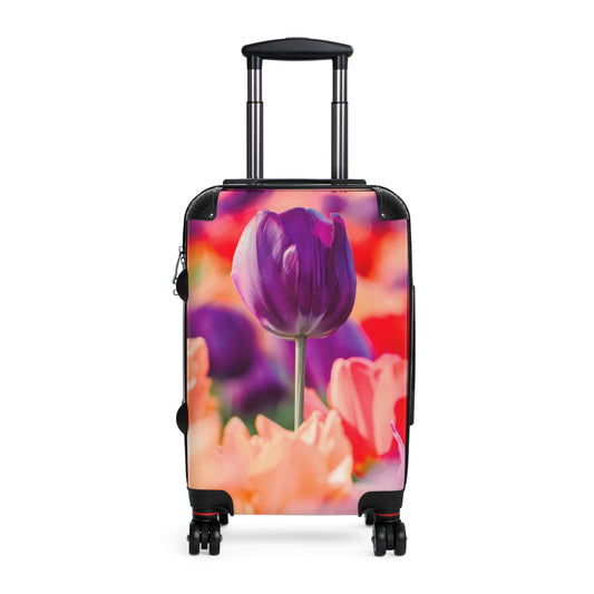 Nature Flowers Floral Purple Tulips Art Carry-On Suitcase - Stylish Luggage for Travelers