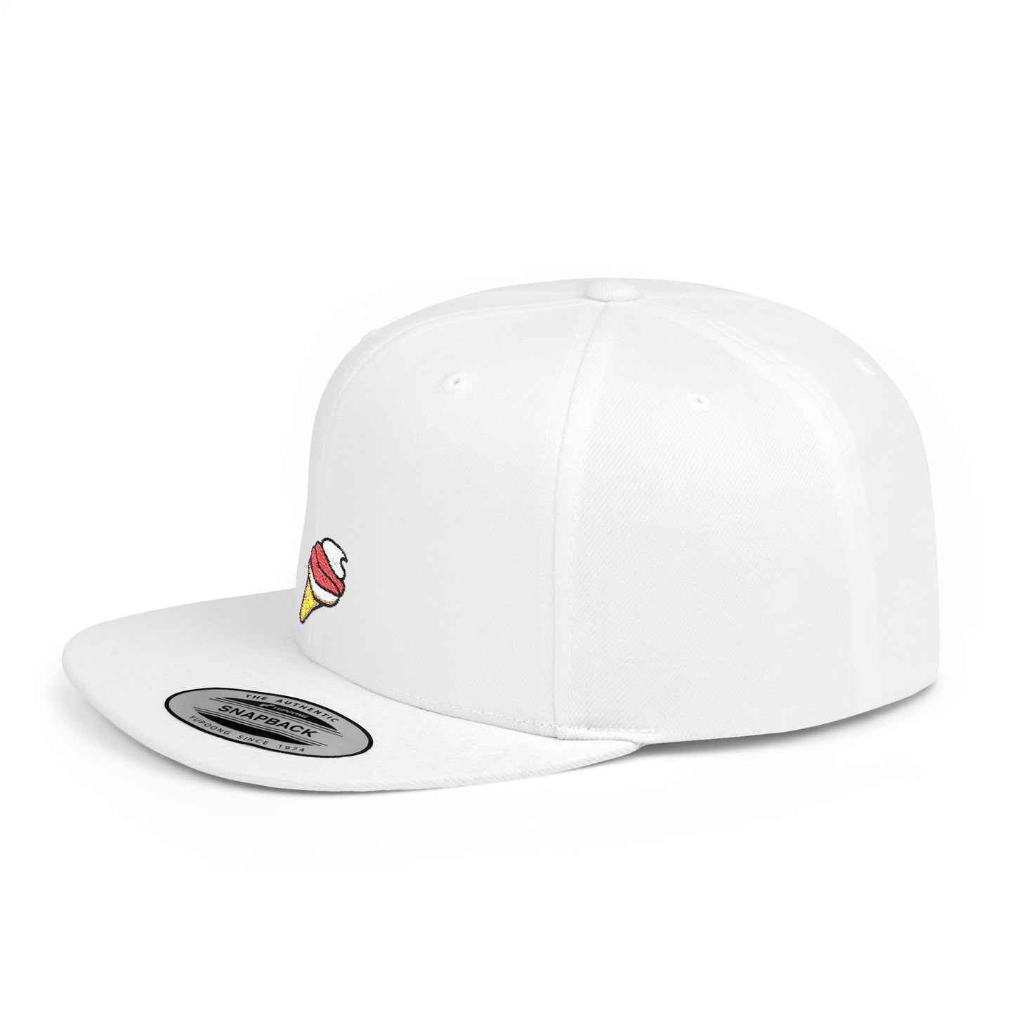 Icons Embroidered Ice Cream Cone Flat Bill Snapback – Lightweight, Custom Fit, Premium Quality