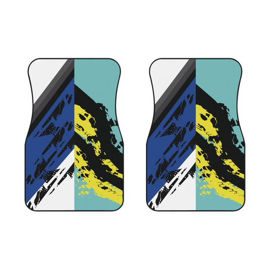 Sport Blue Green Car Floor Mats – 2-Piece Front Set, Durable & Stylish, Universal Fit