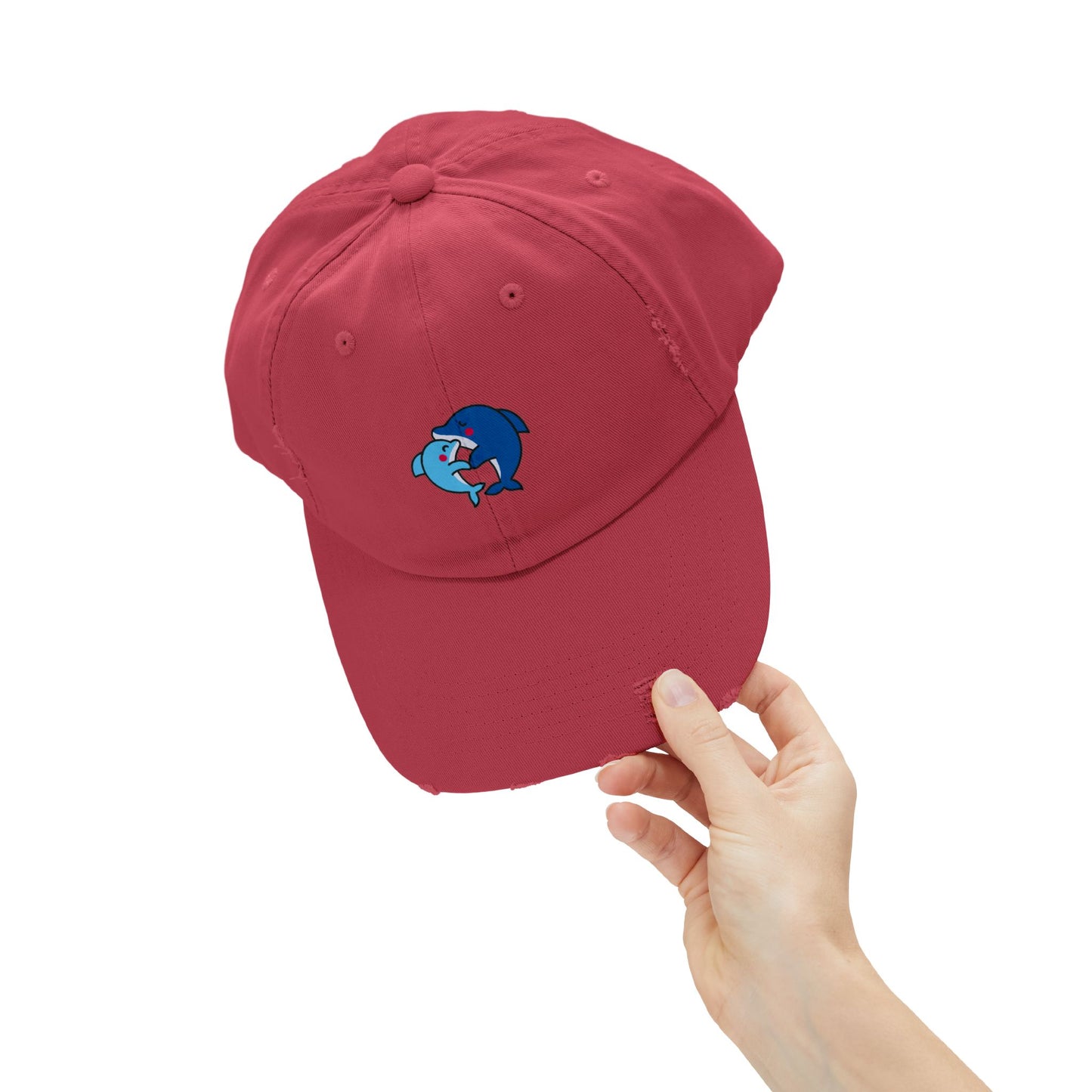 Dolphin Couple Vintage Distressed Dad Hat Unisex Adjustable Cotton Twill Baseball Cap for Casual Everyday Wear