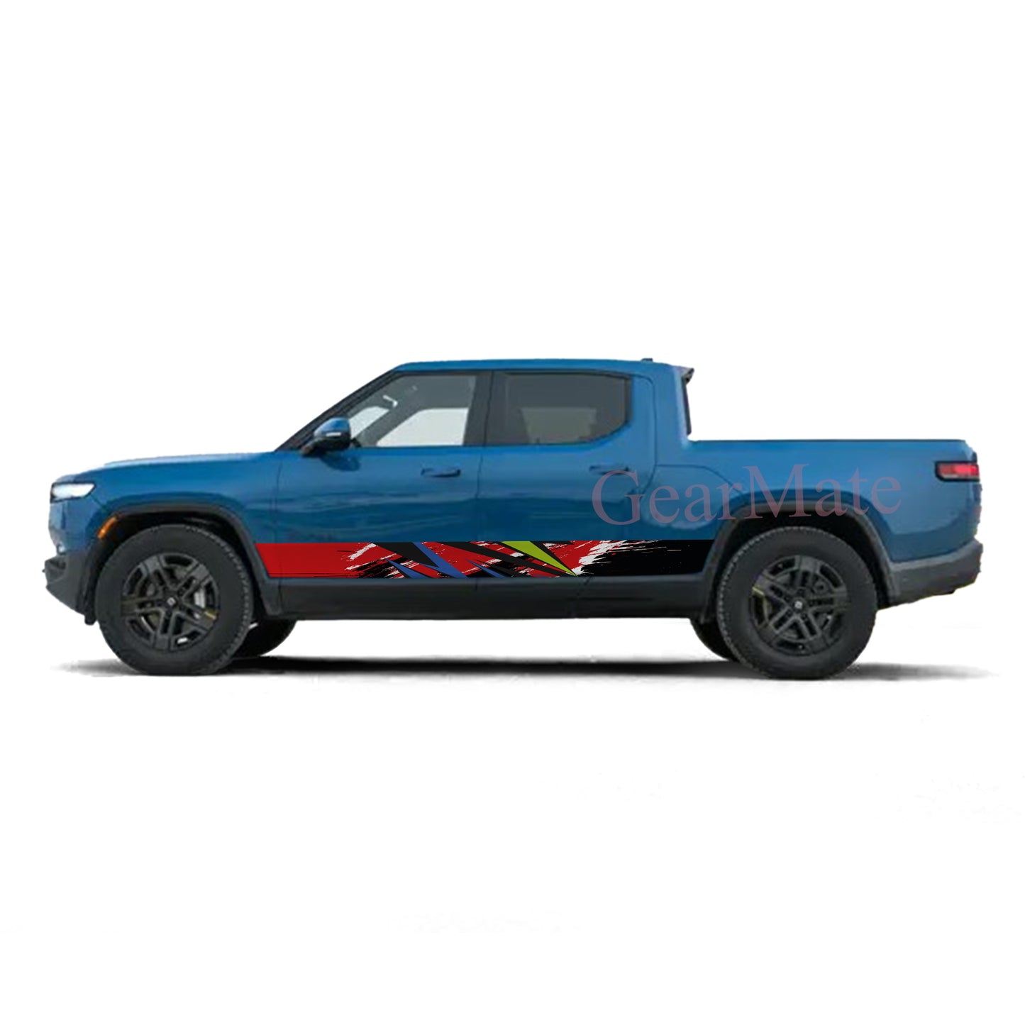 Racing Abstract Red Rocker Panel Graphic Decal Kit (Left & Right Sides) - High Quality Vinyl for Trucks & SUVs