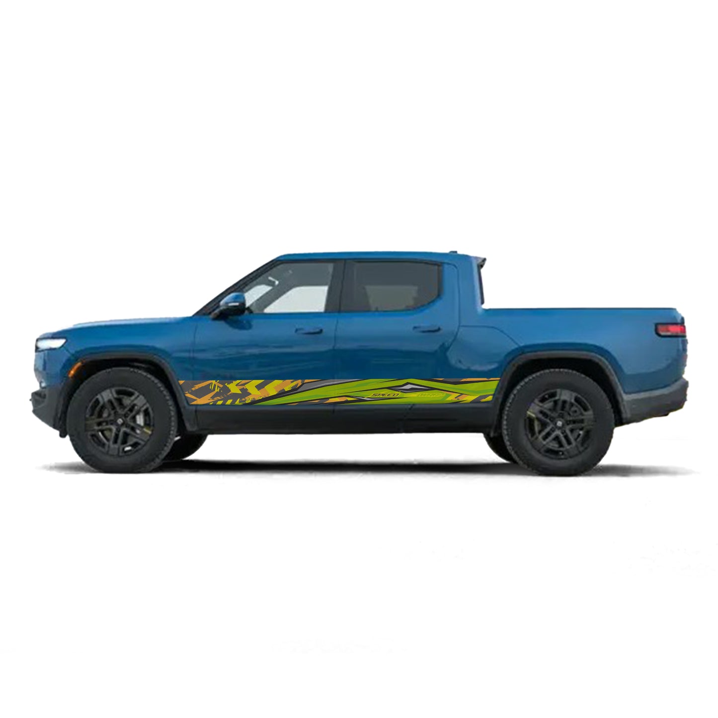 Green Speed Rocker Panel Graphic Decal Kit (Left & Right Sides) - High Quality Vinyl for Trucks & SUVs
