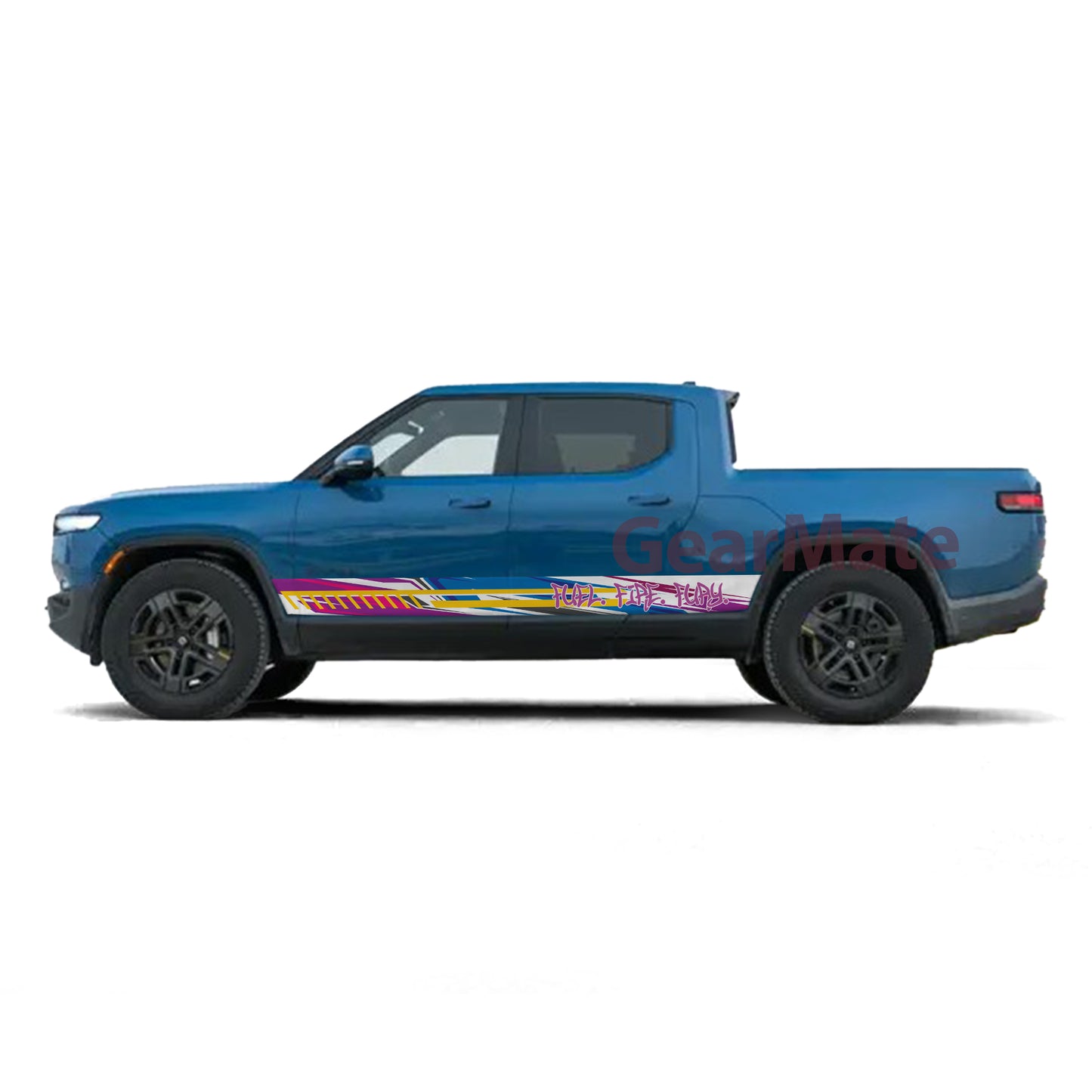 Fuel Fire Furry Rocker Panel Graphic Decal Kit (Left & Right Sides) - High Quality Vinyl for Trucks & SUVs