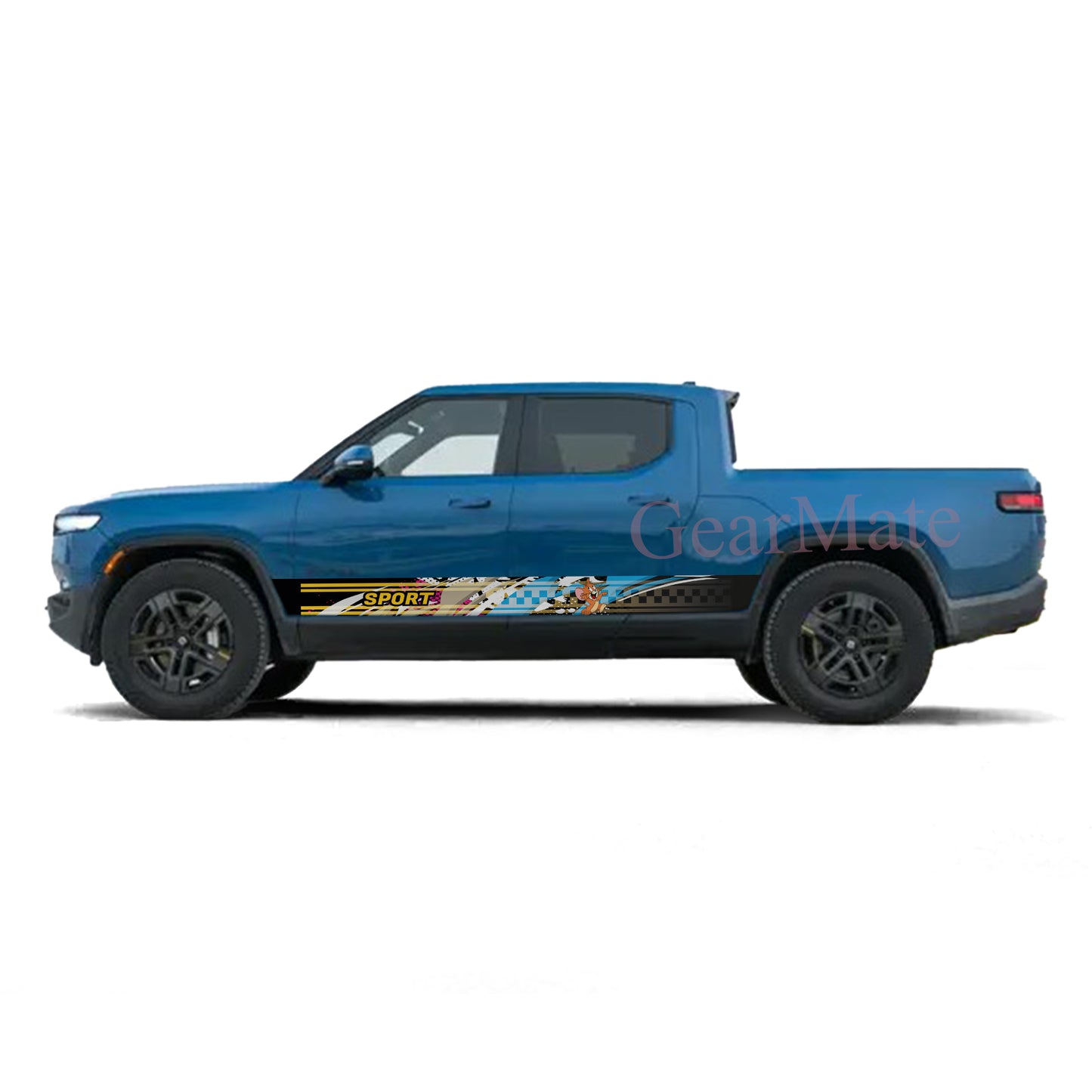Sport Art Blue Pink Tom & Jerry Rocker Panel Graphic Decal Kit (Left & Right Sides) - High Quality Vinyl for Trucks & SUVs