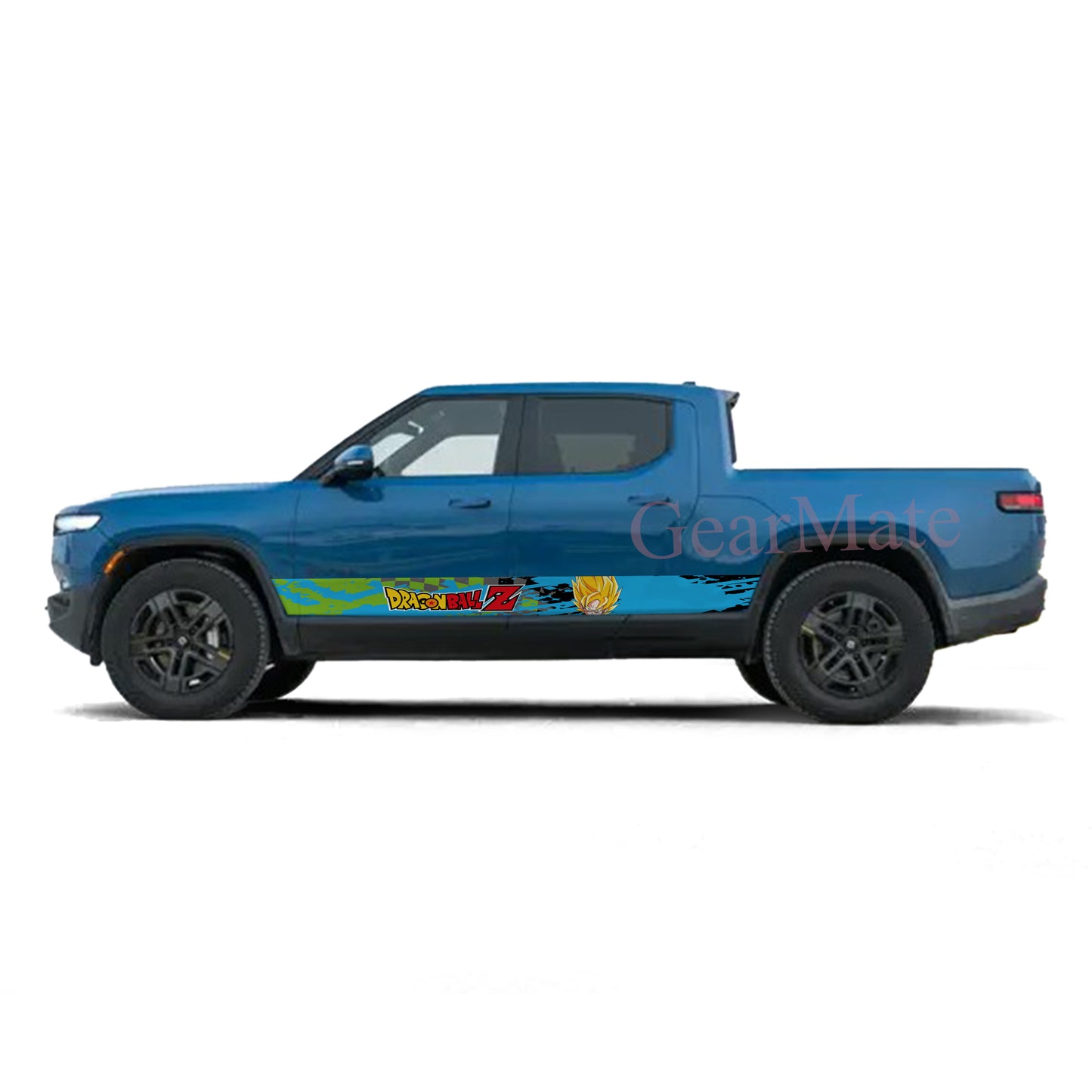 Racing Green Blue Dragon Ball Z Goku Rocker Panel Graphic Decal Kit (Left & Right Sides) - High Quality Vinyl for Trucks & SUVs
