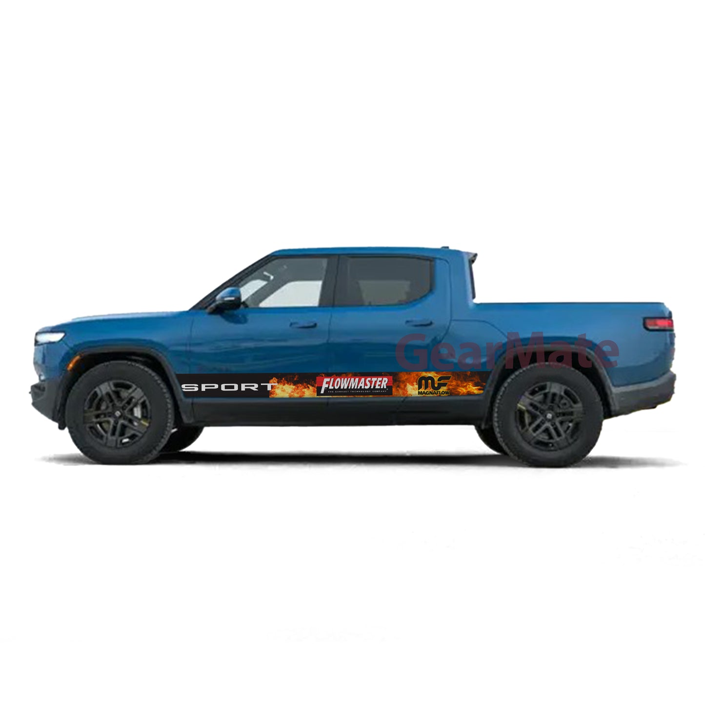 Sport Fire Flowmaster Magnaflow Rocker Panel Graphic Decal Kit (Left & Right Sides) - High Quality Vinyl for Trucks & SUVs