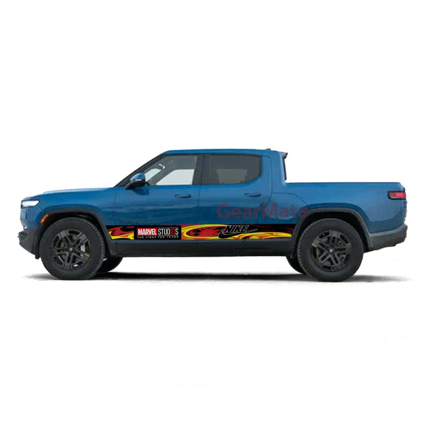 Racing Fire Red Marvel Nike Panel Graphic Decal Kit (Left & Right Sides) - High Quality Vinyl for Trucks & SUVs