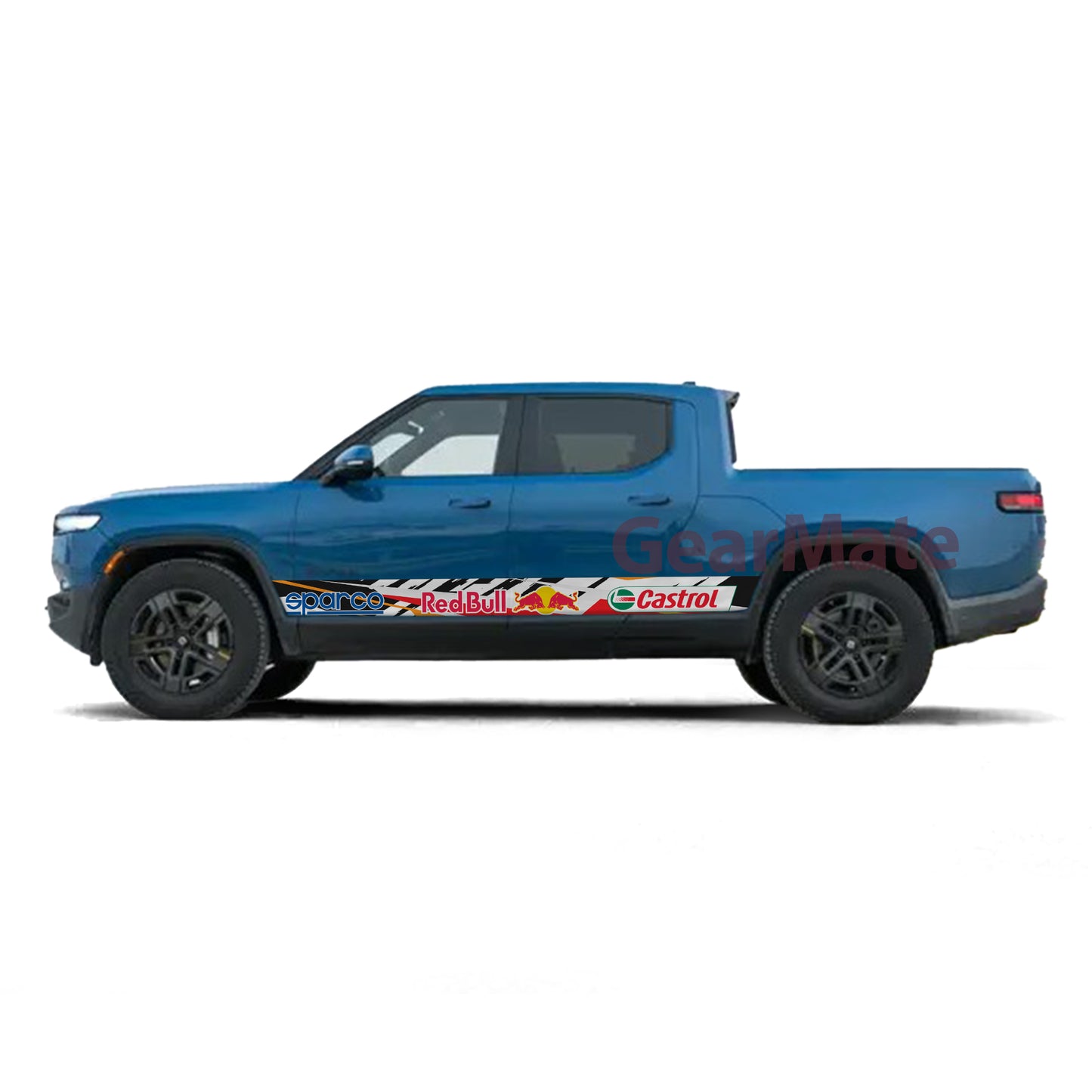 Racing Orange Redbull Rocker Panel Graphic Decal Kit (Left & Right Sides) - High Quality Vinyl for Trucks & SUVs