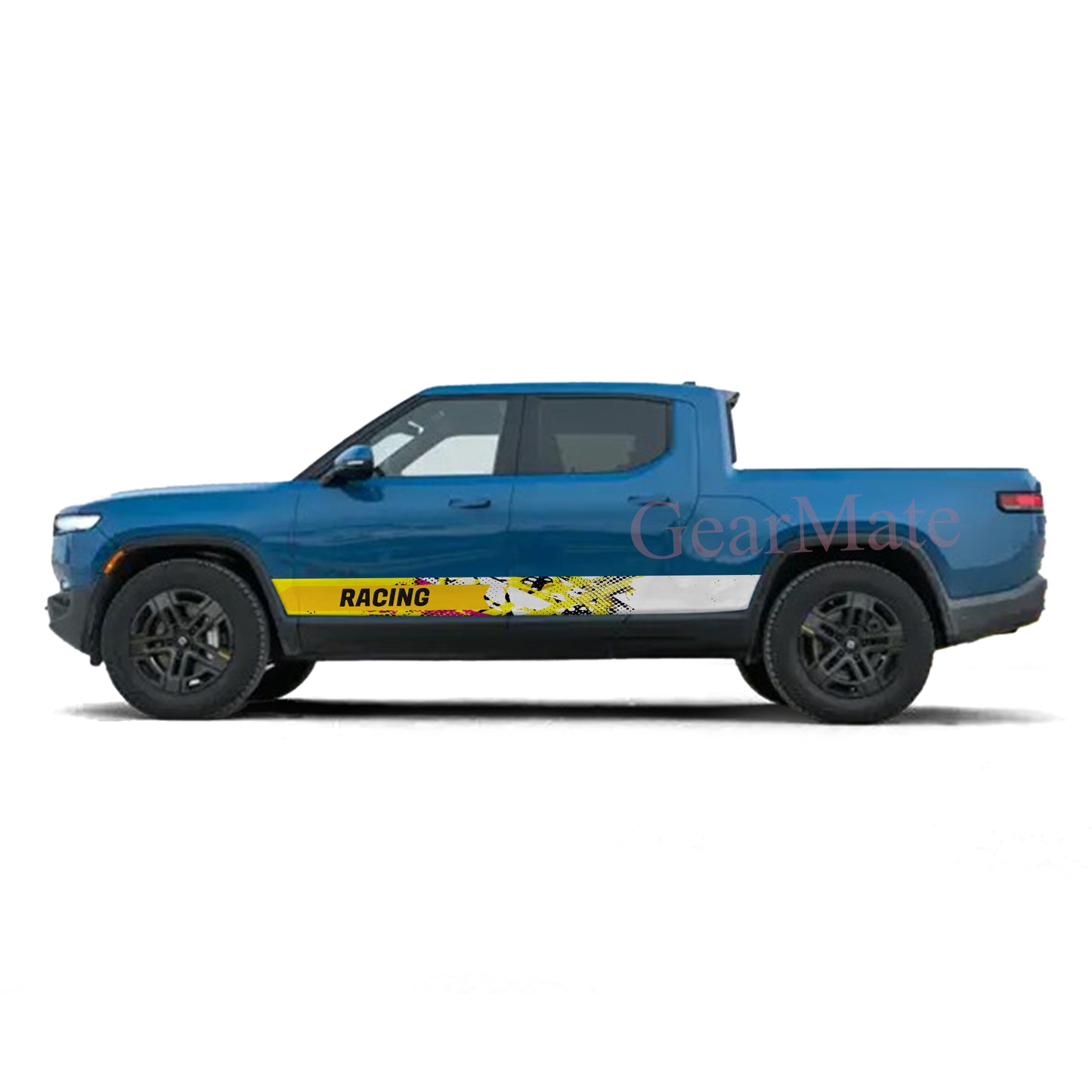 Racing Yellow Pink Panel Graphic Decal Kit (Left & Right Sides) - High Quality Vinyl for Trucks & SUVs