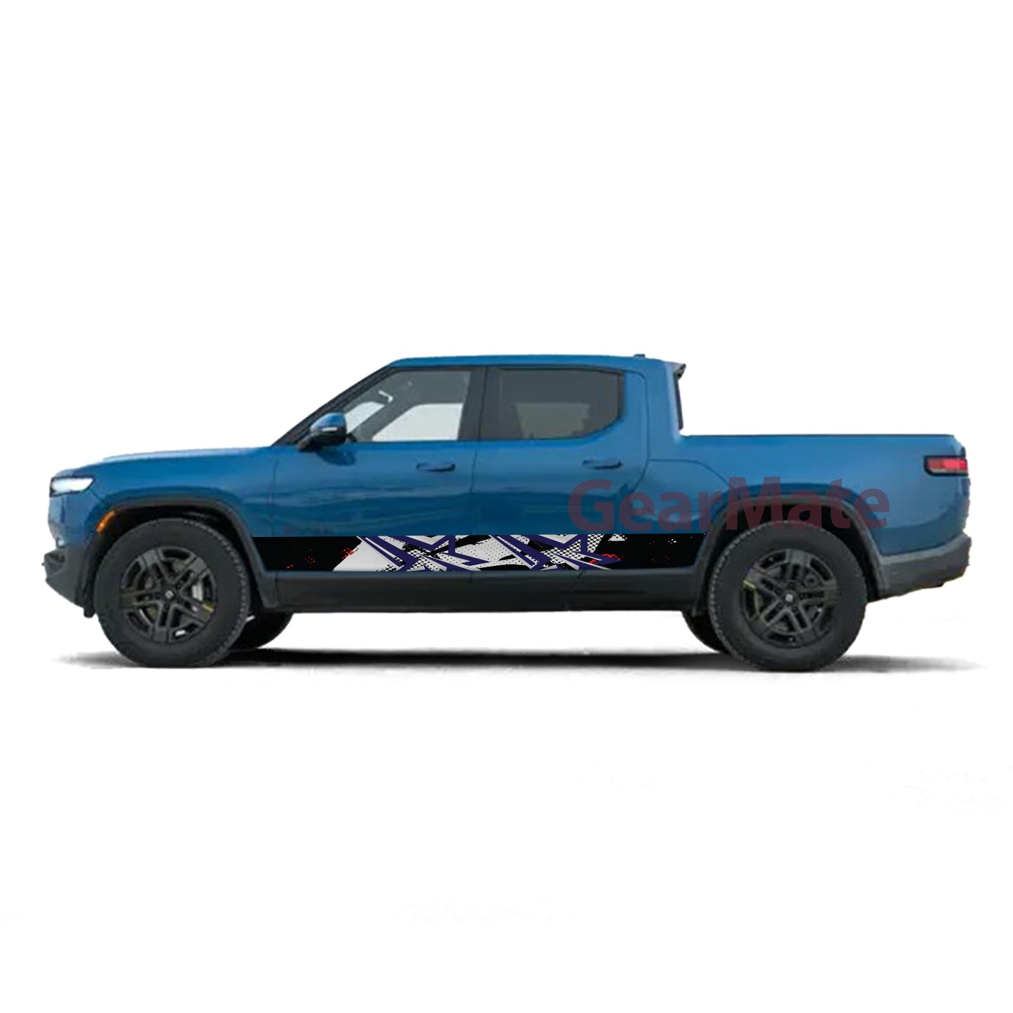 Racing Star White Rocker Panel Graphic Decal Kit (Left & Right Sides) - High Quality Vinyl for Trucks & SUVs