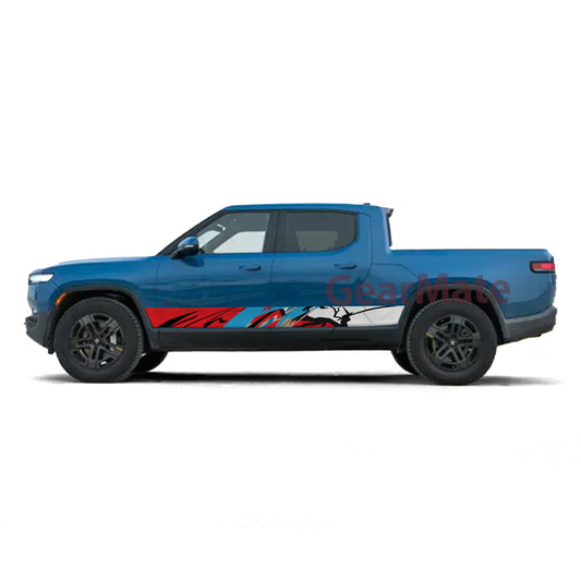 Racing Blue RB Rocker Panel Graphic Decal Kit (Left & Right Sides) - High Quality Vinyl for Trucks & SUVs
