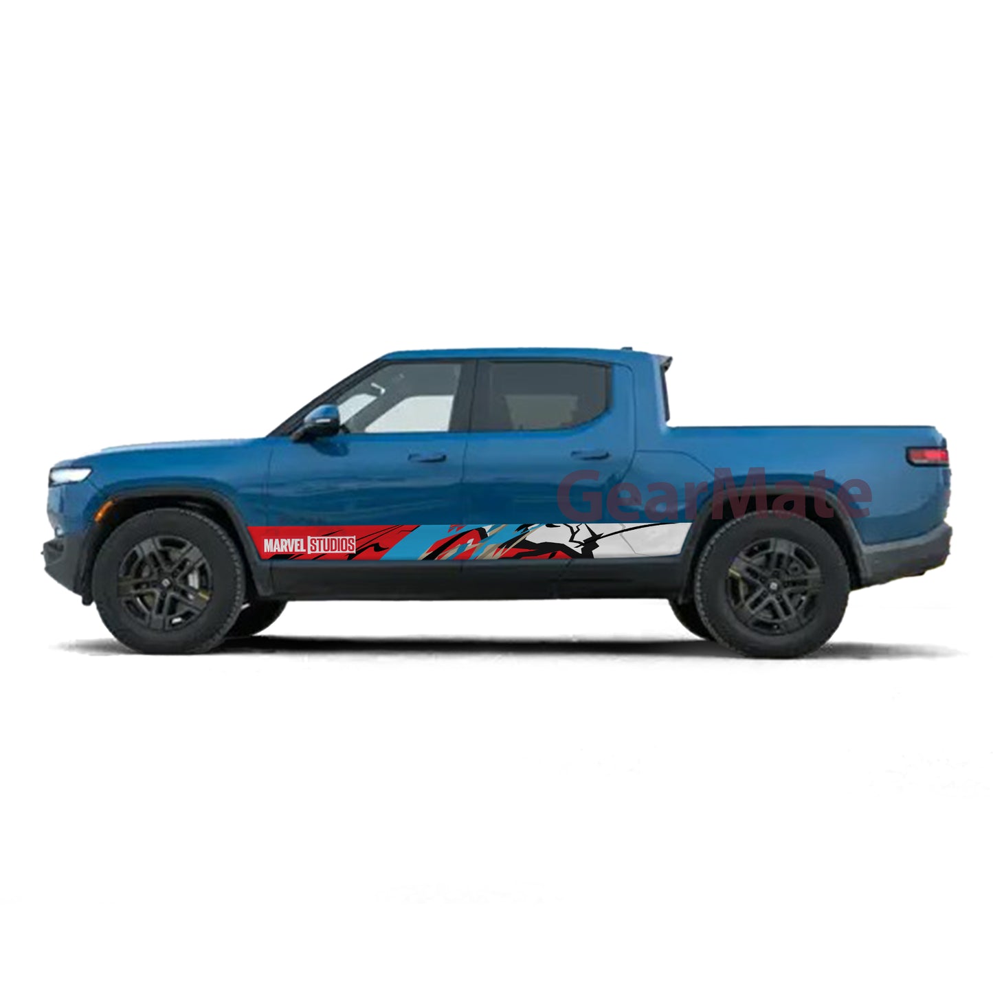 Racing Blue RB Marvel Rocker Panel Graphic Decal Kit (Left & Right Sides) - High Quality Vinyl for Trucks & SUVs