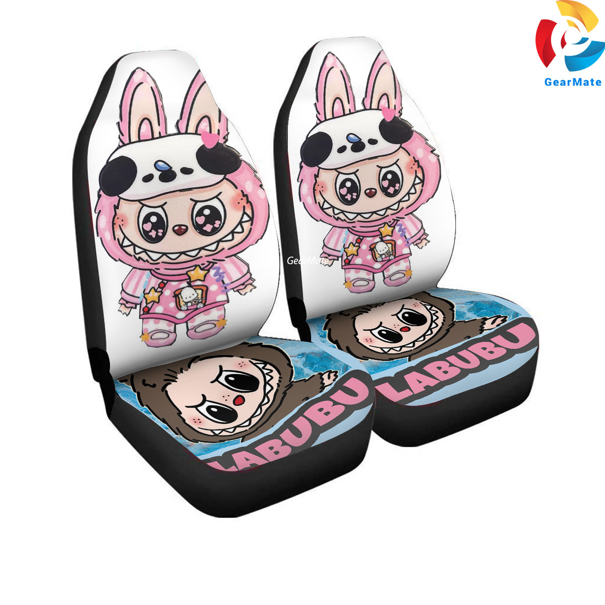 Cute Labubu Car Seat Covers – High Quality Graphic and Polar Fleece Protector Set