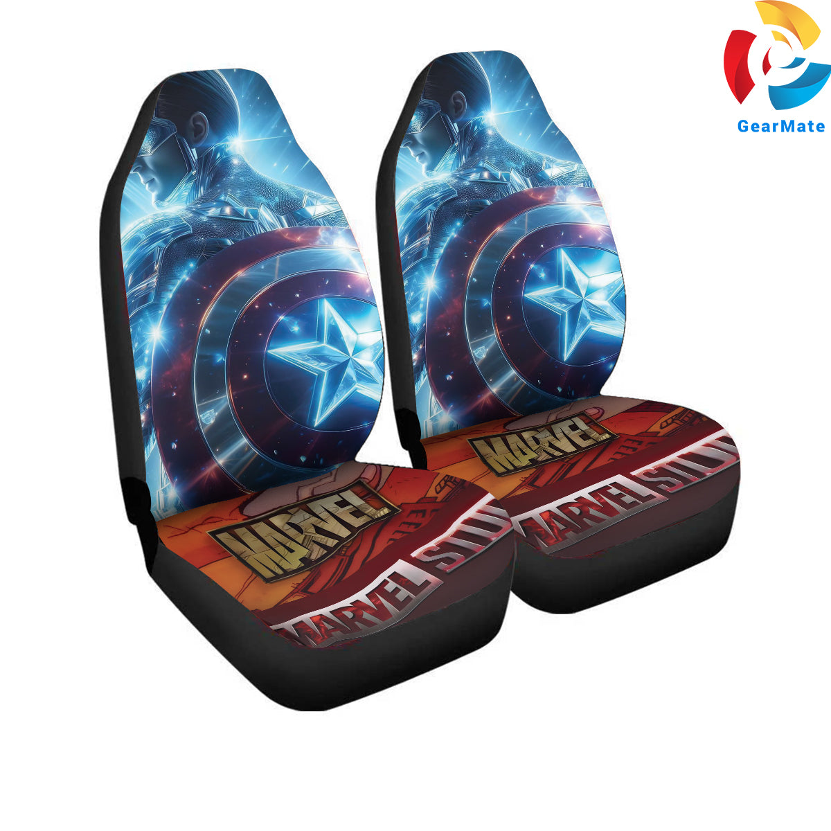 Marvel Captain America Fans Car Seat Covers – High Quality Graphic and Polar Fleece Protector Set