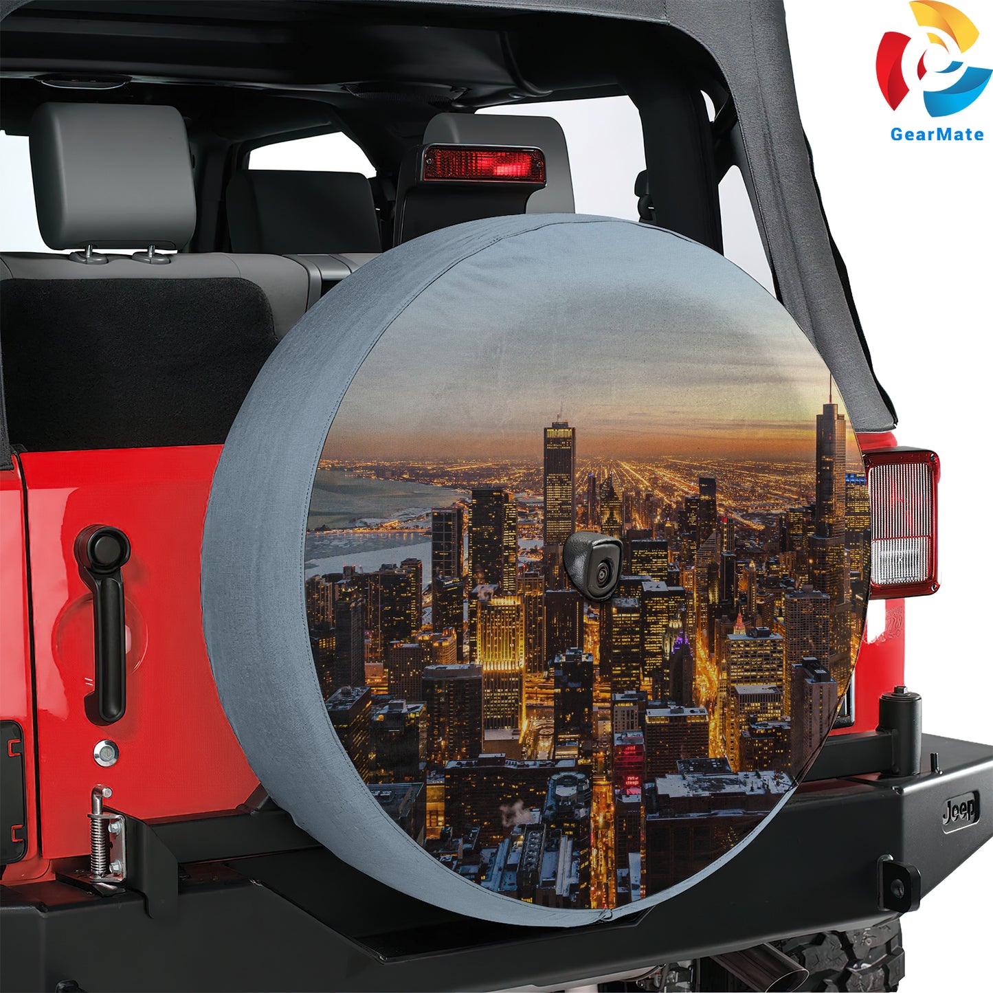 Chicago Downtown Sunset Spare Tire Cover – Premium Waterproof UV Resistant Protector