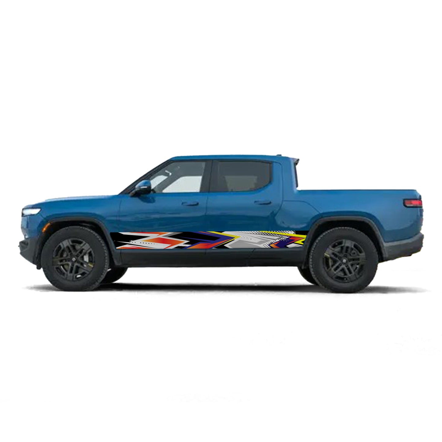Orange Blue Rocker Panel Graphic Decal Kit (Left & Right Sides) - High Quality Vinyl for Trucks & SUVs