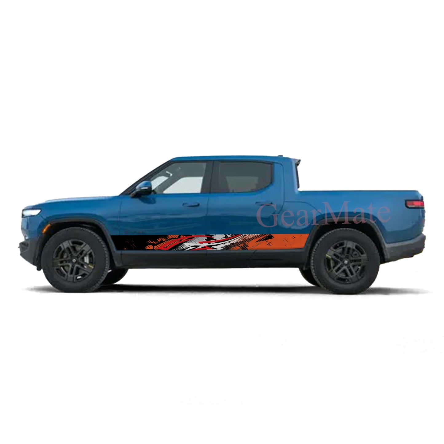 Racing Sport Stripe Orange Rocker Panel Graphic Decal Kit (Left & Right Sides) - High Quality Vinyl for Trucks & SUVs