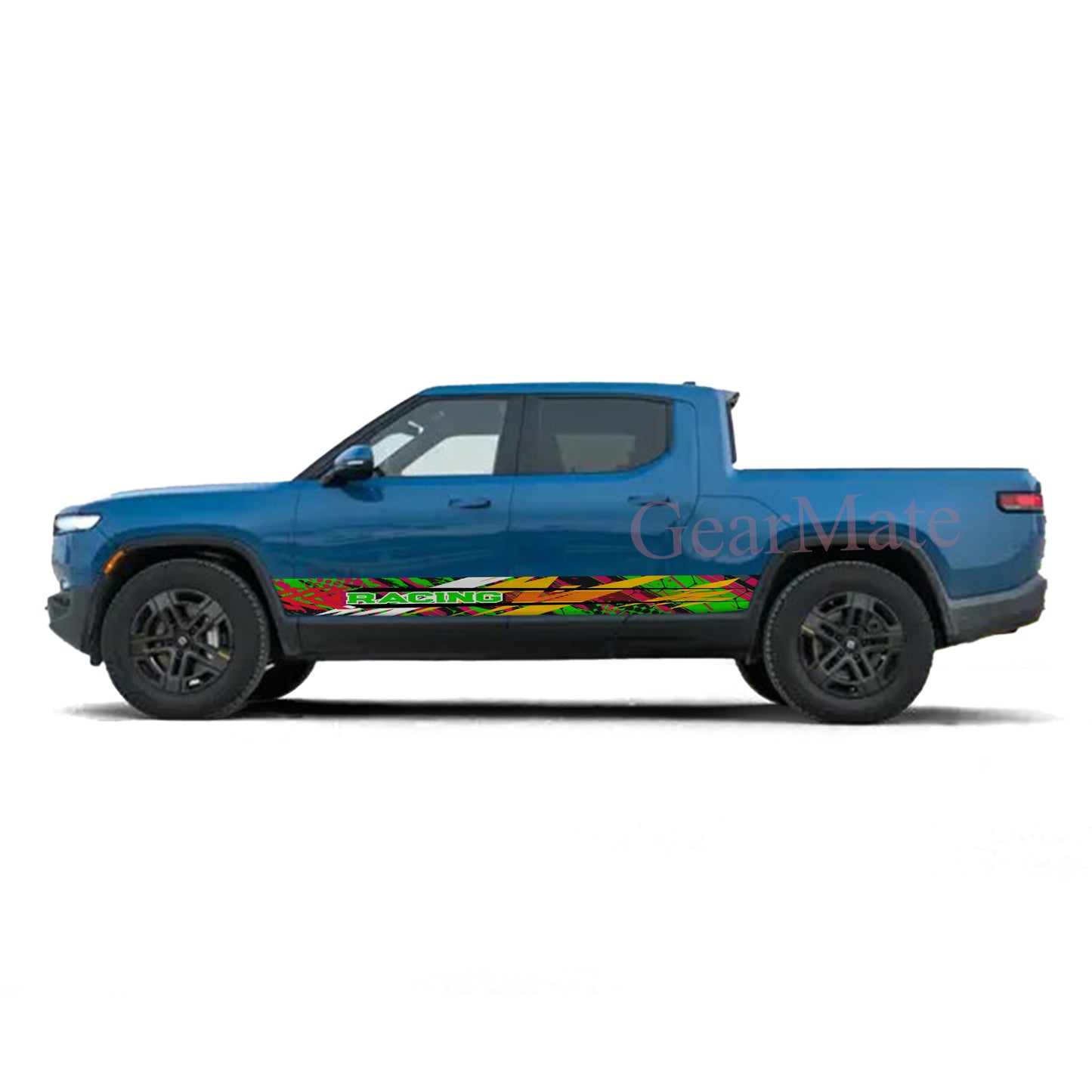 Racing Grunge Green Panel Graphic Decal Kit (Left & Right Sides) - High Quality Vinyl for Trucks & SUVs