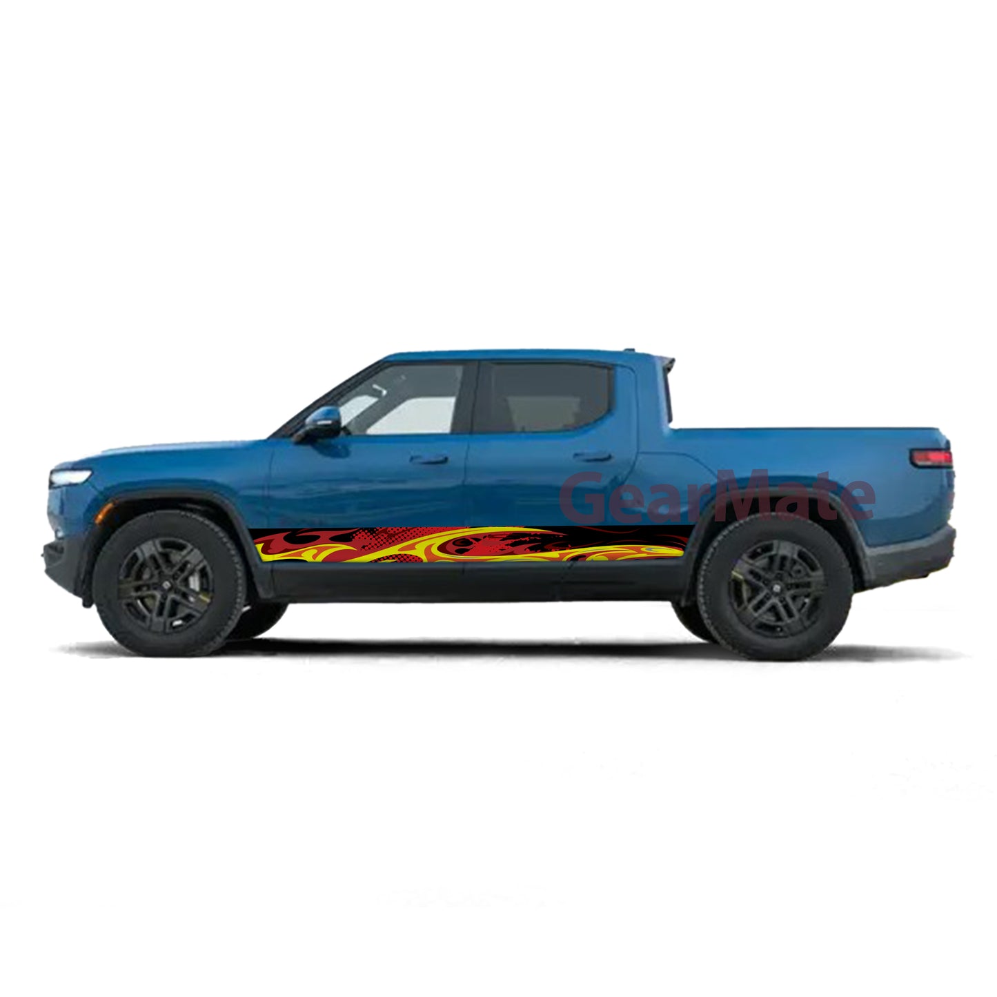 Racing Fire Red Panel Graphic Decal Kit (Left & Right Sides) - High Quality Vinyl for Trucks & SUVs