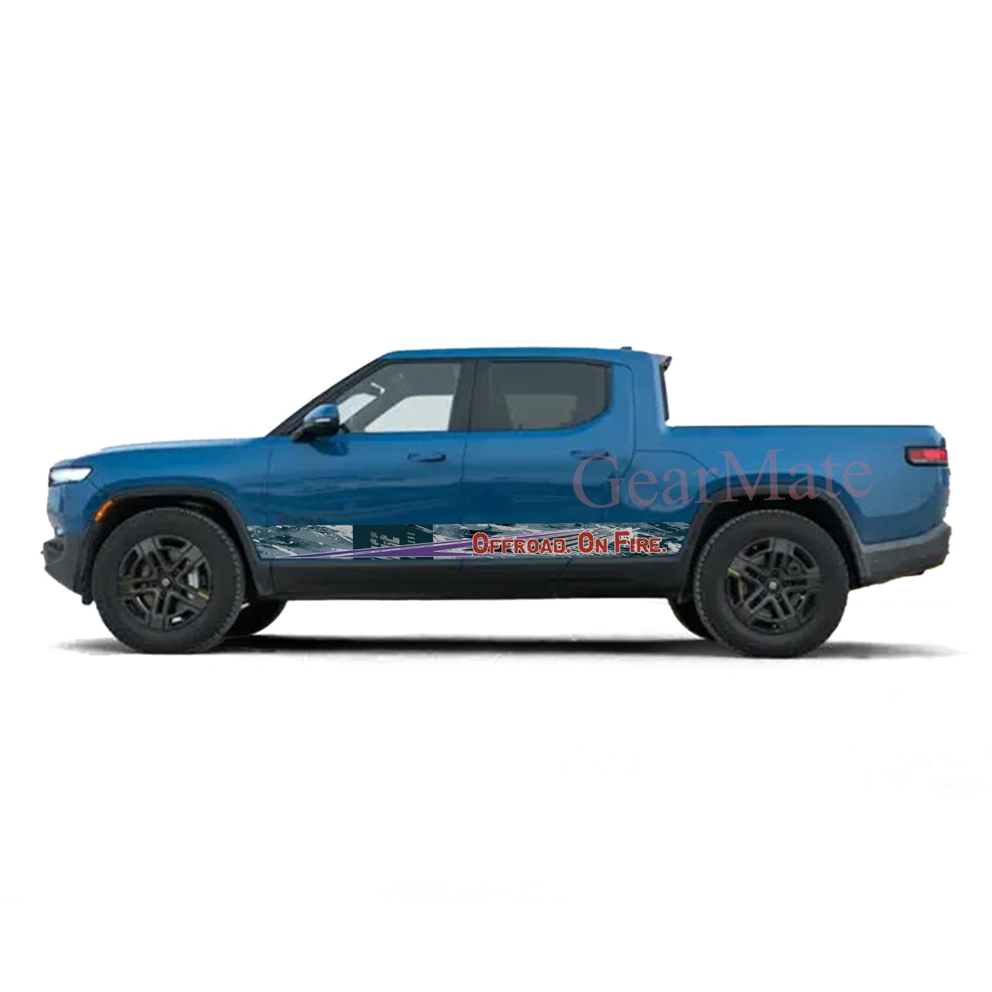 Off Road On Fire Rocker Panel Graphic Decal Kit (Left & Right Sides) - High Quality Vinyl for Trucks & SUVs