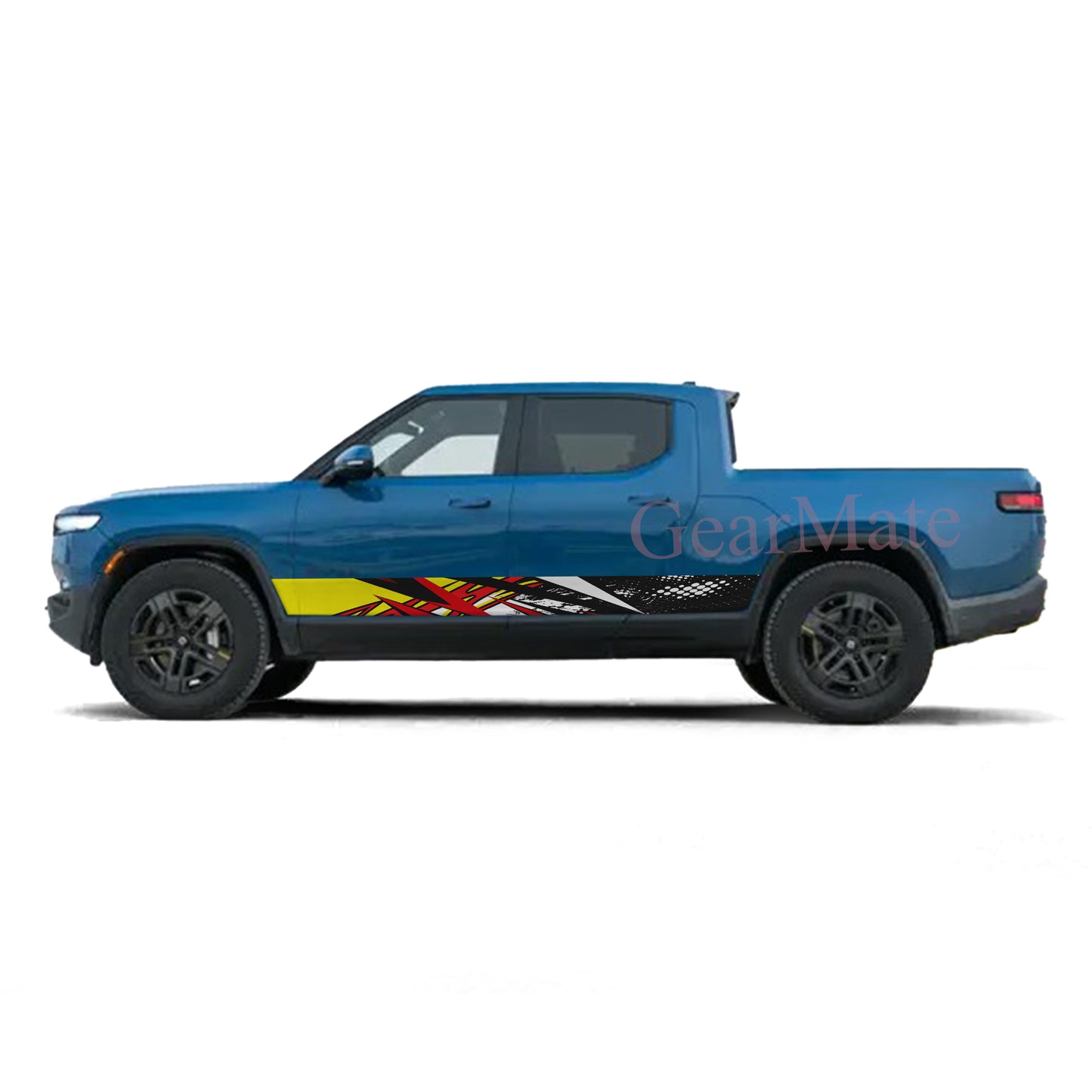Racing Stripe Bolt Red Rocker Panel Graphic Decal Kit (Left & Right Sides) - High Quality Vinyl for Trucks & SUVs