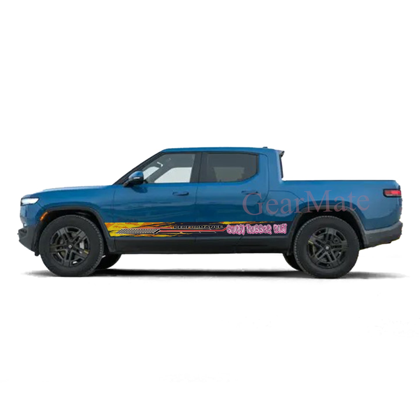 Burn Rubber Fast Rocker Panel Graphic Decal Kit (Left & Right Sides) - High Quality Vinyl for Trucks & SUVs