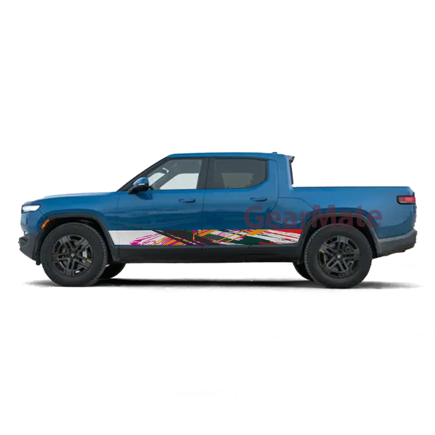 Sport White Black Rocker Panel Graphic Decal Kit (Left & Right Sides) - High Quality Vinyl for Trucks & SUVs