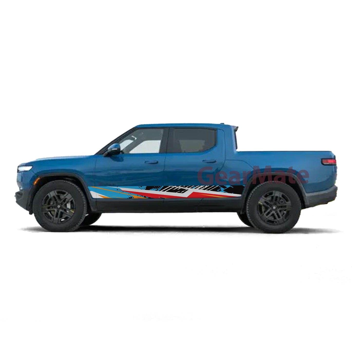 Racing Stripe Blue Rocker Panel Graphic Decal Kit (Left & Right Sides) - High Quality Vinyl for Trucks & SUVs