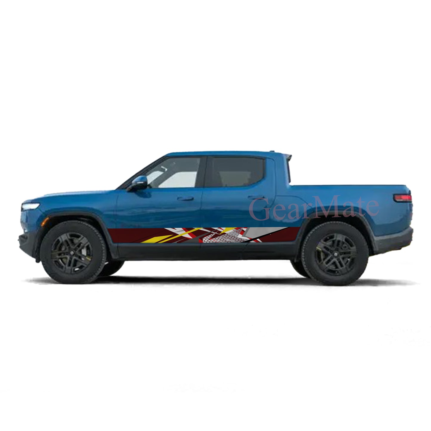 Racing Red Brown Yellow Rocker Panel Graphic Decal Kit (Left & Right Sides) - High Quality Vinyl for Trucks & SUVs