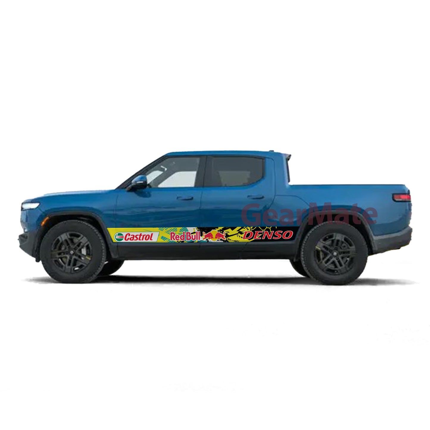 Racing Orange Yellow Denso Castrol Redbull Rocker Panel Graphic Decal Kit (Left & Right Sides) - High Quality Vinyl for Trucks & SUVs