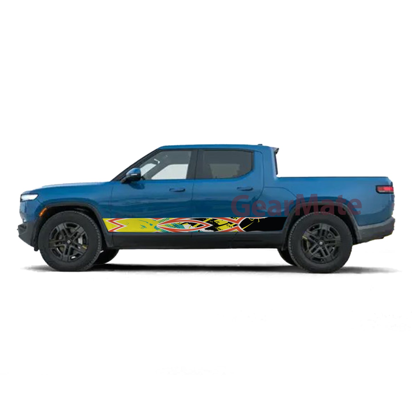 Racing Pinstripe Orange Yellow Rocker Panel Graphic Decal Kit (Left & Right Sides) - High Quality Vinyl for Trucks & SUVs