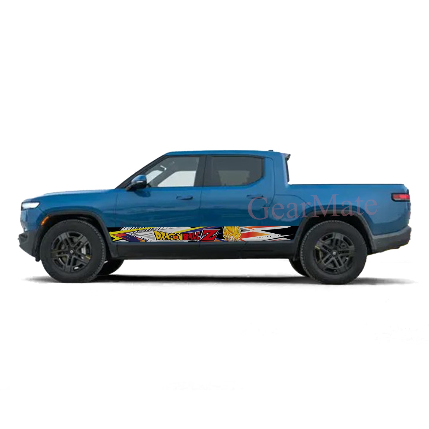 Orange Blue Dragon Ball Z Goku Rocker Panel Graphic Decal Kit (Left & Right Sides) - High Quality Vinyl for Trucks & SUVs