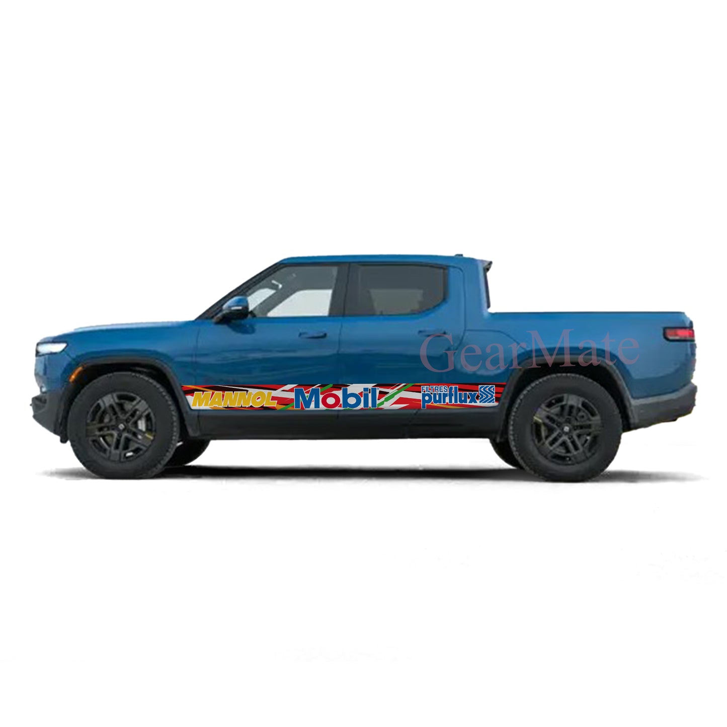 Racing Stripe Orange Mobil Rocker Panel Graphic Decal Kit (Left & Right Sides) - High Quality Vinyl for Trucks & SUVs