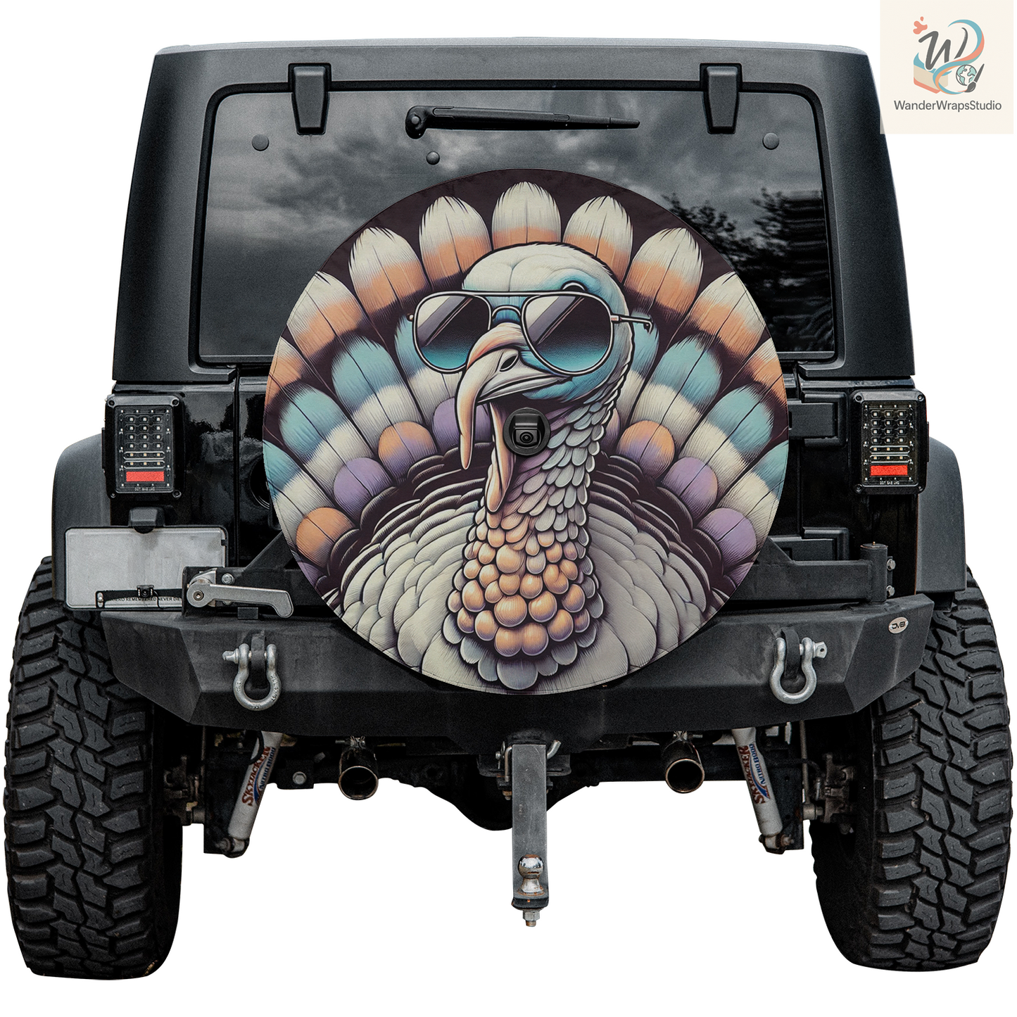 Turkey White Spare Tire Cover – Waterproof UV Resistant Protector with Camera Hole