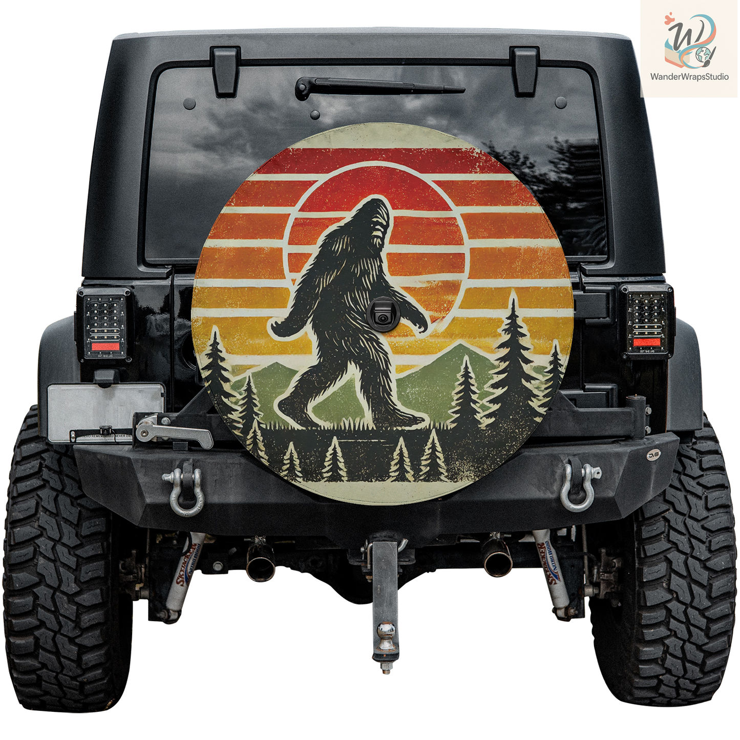Retro Big Foot Spare Tire Cover – Waterproof UV Resistant Protector with Camera Hole